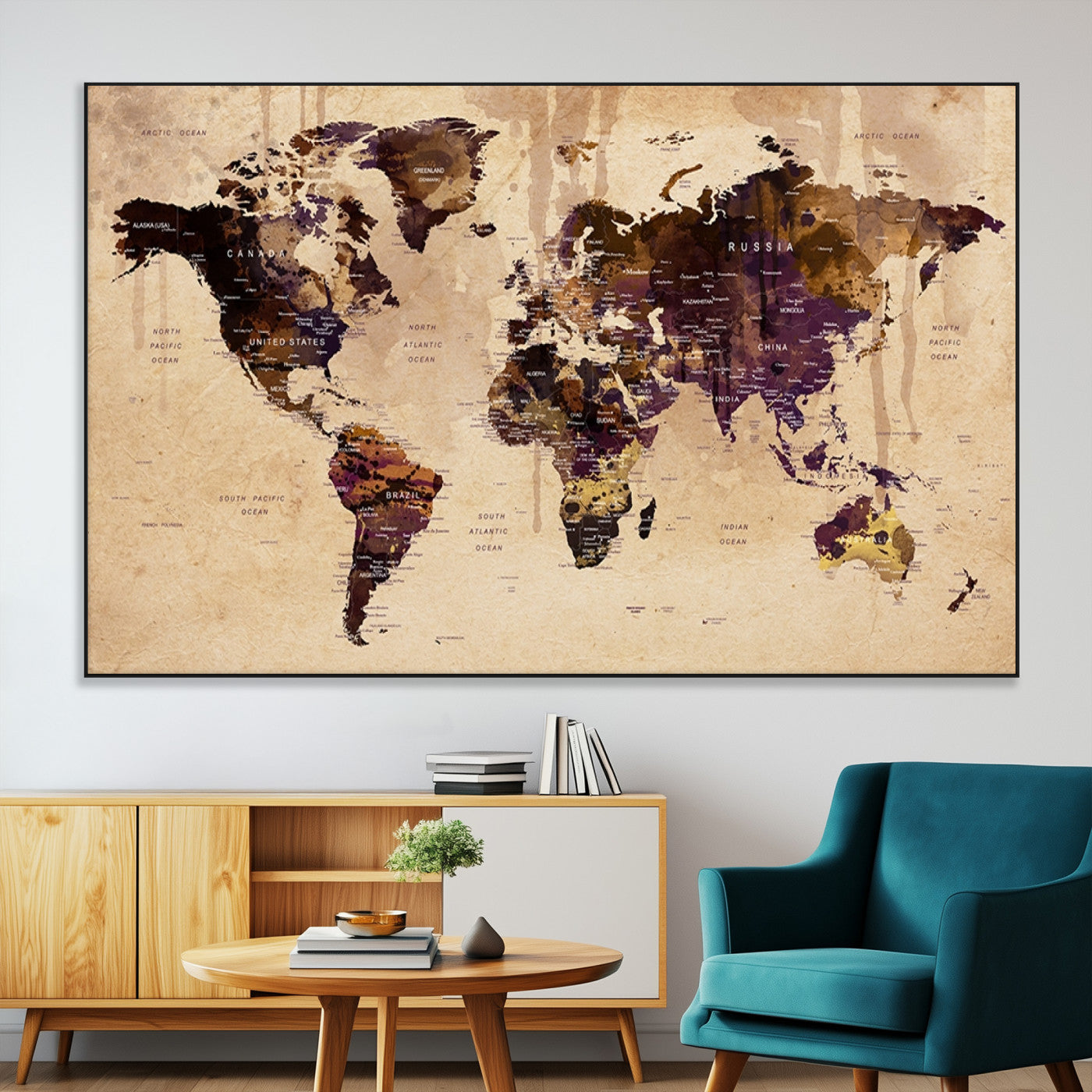 SEG-FC-51X34_Oversize - World Map Wall Art Canvas Print for Home and Office Decor