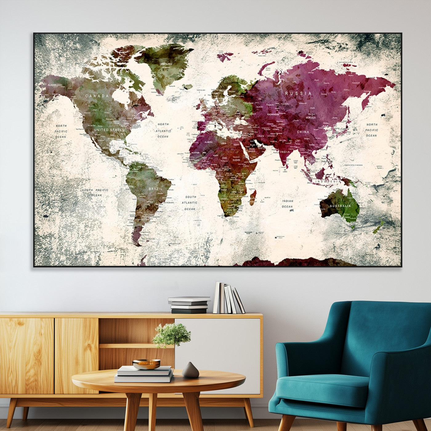 SEG-FC-51X34_Oversize - World Map Wall Art Canvas Print for Home and Office Decor