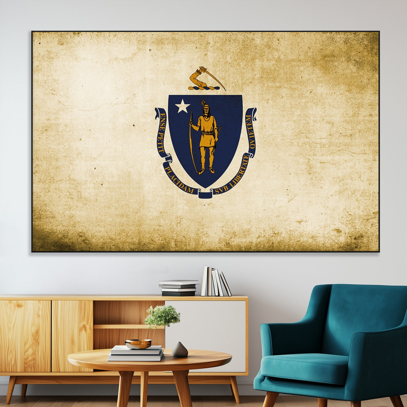 SEG-FC-51X34_Oversize - Massachusetts Flag Wall Art Canvas Print
