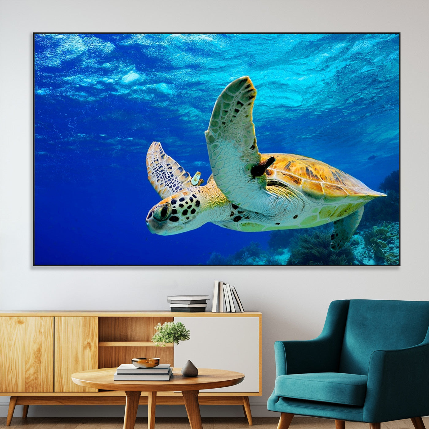 SEG-FC-51X34_Oversize - Sea Turtle Wall Art Canvas Print, Sea life in the Ocean Wall Art Printing