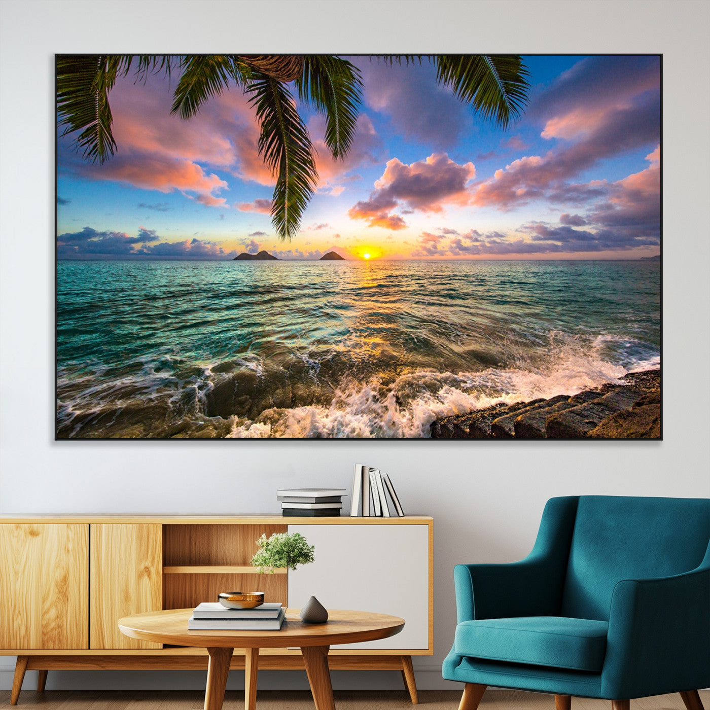 SEG-FC-51X34_Oversize - Framed Tropical Sunset Art Canvas Print