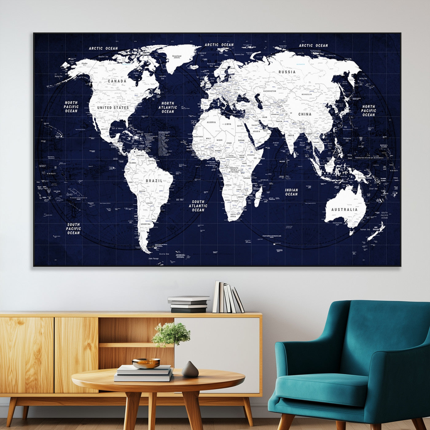 SEG-FC-51X34_Oversize - World Map Wall Art Canvas Print for Home and Office Decor