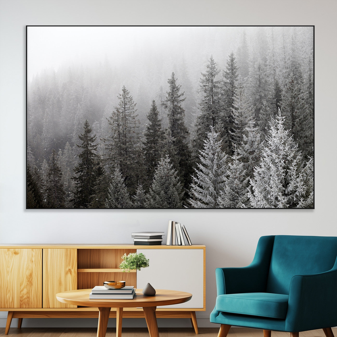 SEG-FC-51X34_Oversize - Big Foggy Forest and Misty Trees Forest Wall Art Canvas Print