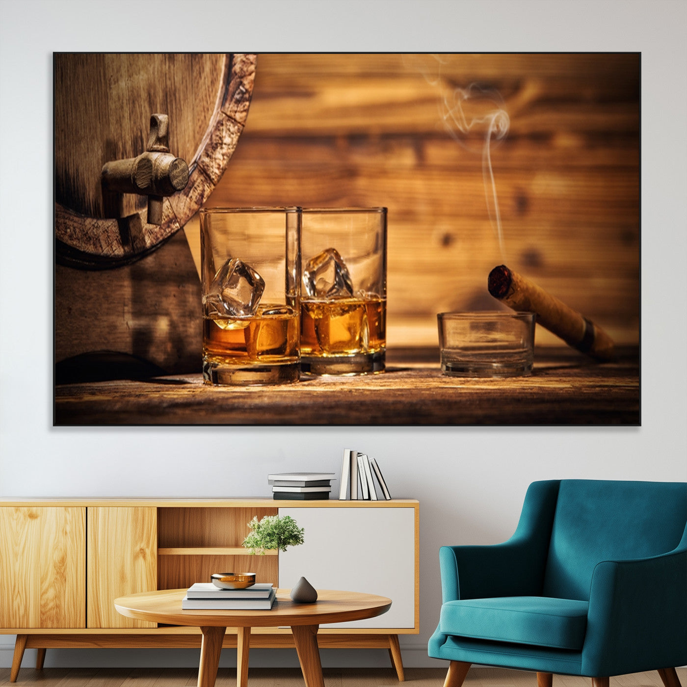 SEG-FC-51X34_Oversize - Rustic Whiskey and Barrel Canvas Print