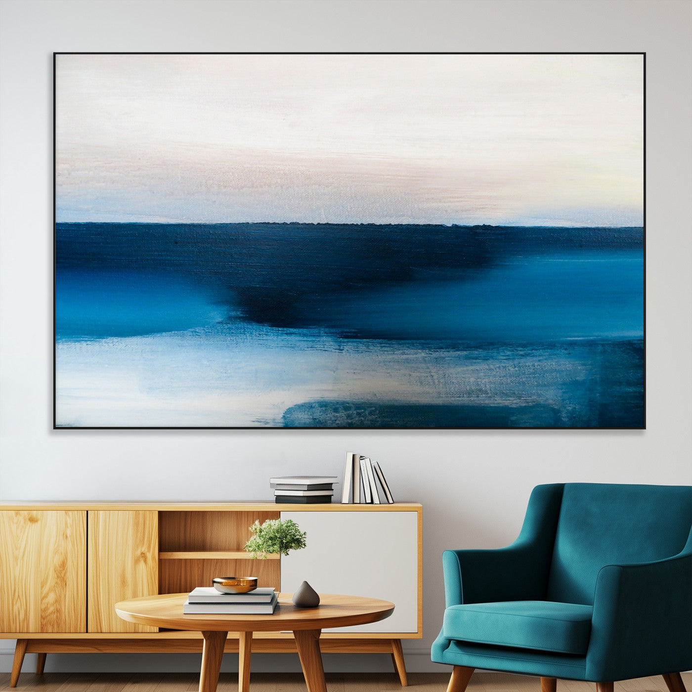 SEG-FC-51X34_Oversize - Dark Blue Abstract Wall Art Canvas Print