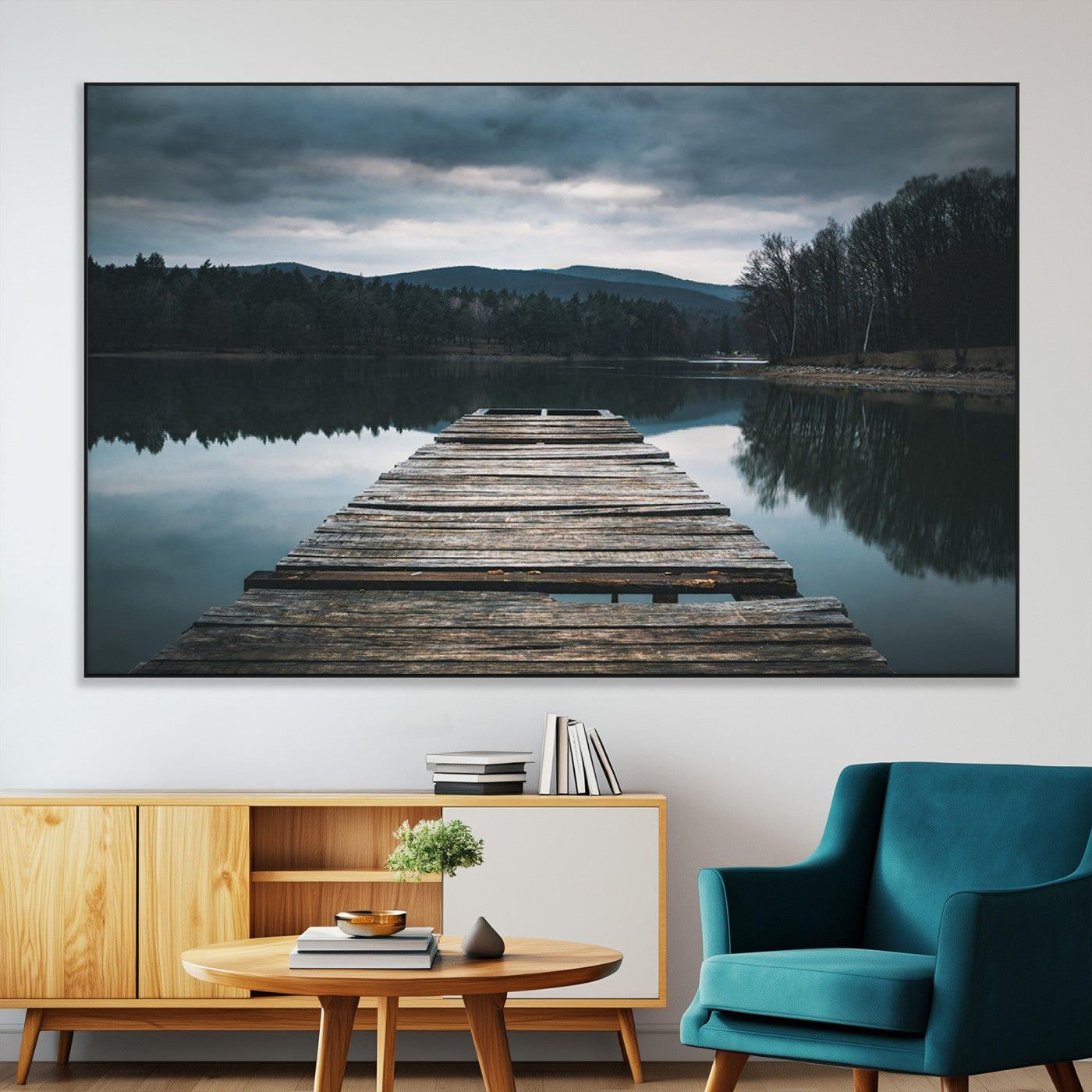 SEG-FC-51X34_Oversize - Wooden Bridge Near Lake Wall Art Canvas Print
