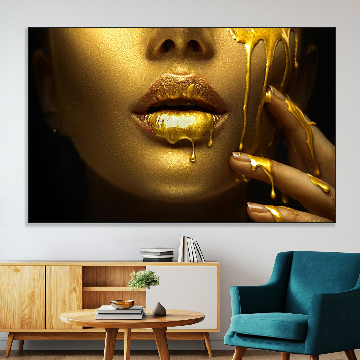 -Gold and Women Wall Art Canvas Print