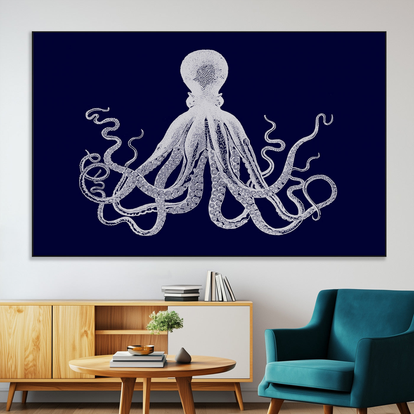 SEG-FC-51X34_Oversize - Blue Octopus Wall Art Canvas Print