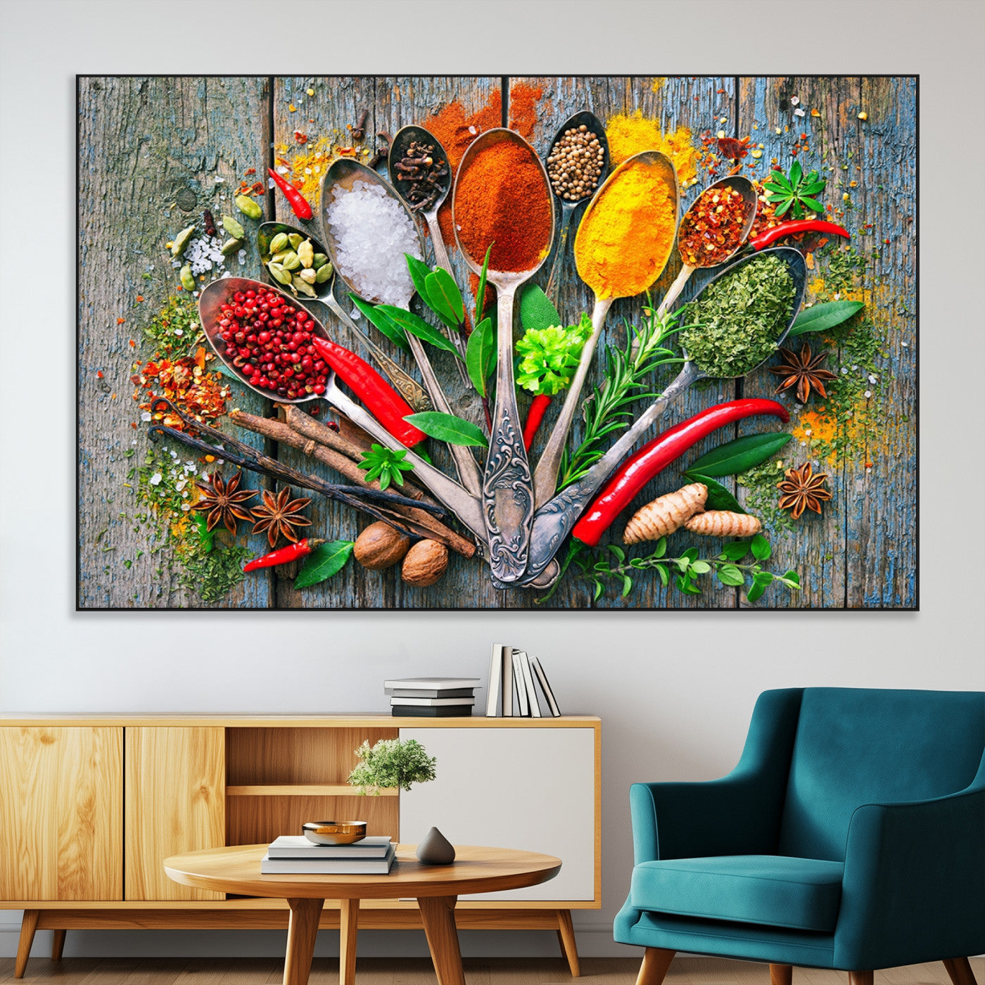 SEG-FC-51X34_Oversize - Kitchen Wall Art Print - Spoonful of Spices Cooking Wall Art Canvas Print - Vibrant Kitchen Decor