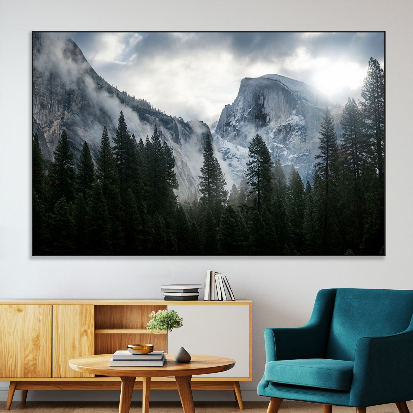 SEG-FC-51X34_Oversize - Yosemite National Park El Capitan Foggy Mountain Wall Art | Large Canvas Print for Living Room,