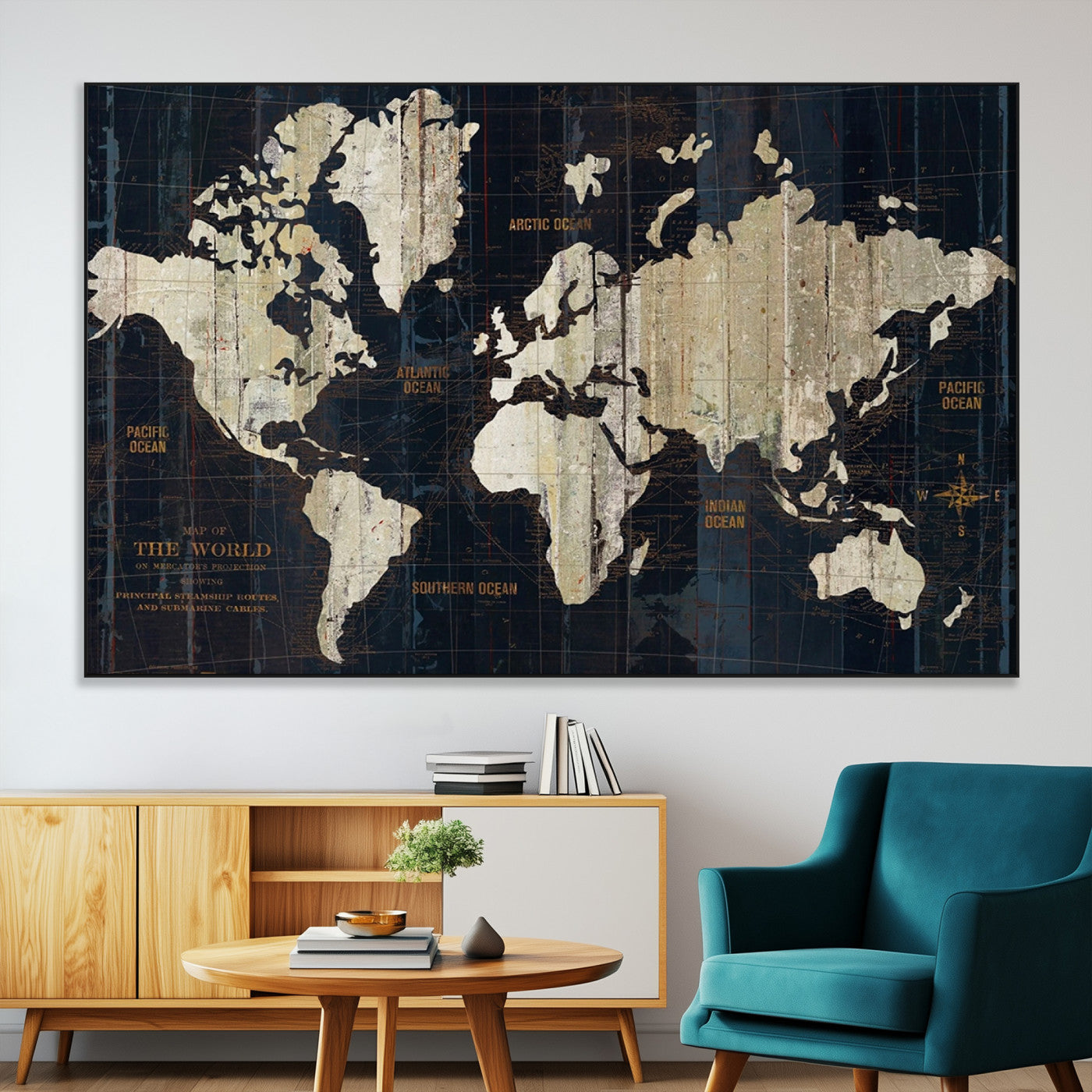 SEG-FC-51X34_Oversize - Push Pin World Map Canvas Print – Framed Wall Art for Couples to Track Their Travels – Anniversary