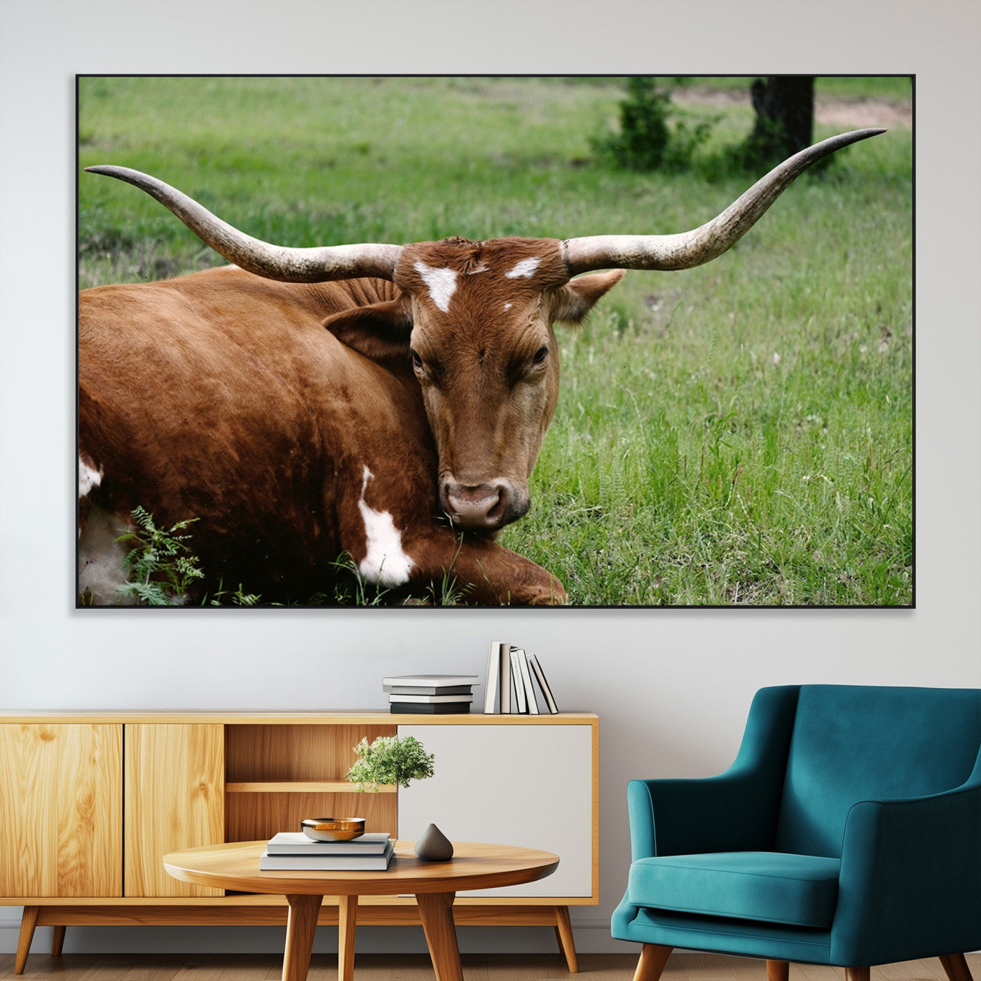 SEG-FC-51X34_Oversize - Longhorn Cow Animal Wall Art Canvas Print