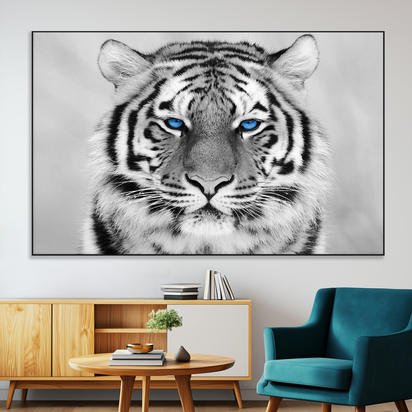 SEG-FC-51X34_Oversize - Black and White Tiger Wall Art Animal Canvas Print