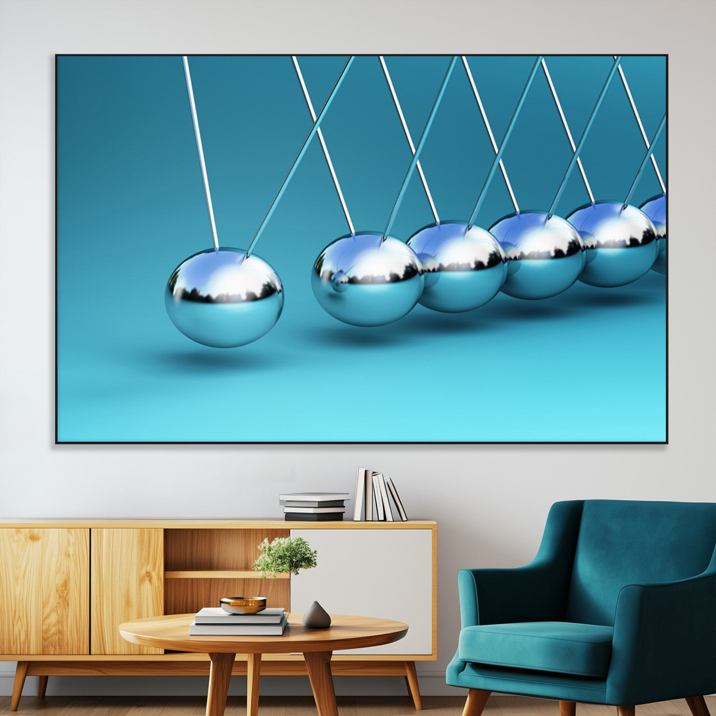 SEG-FC-51X34_Oversize - Wall Art Newton's Cradle Canvas Print, Framed Newton Cradle Canvas Print