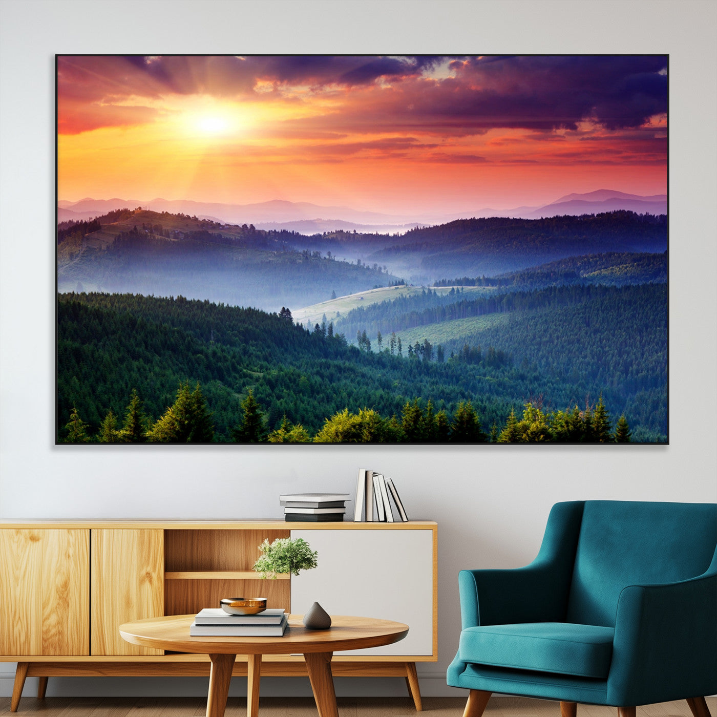 SEG-FC-51X34_Oversize - Mountain and Sunset Wall Art Canvas Print