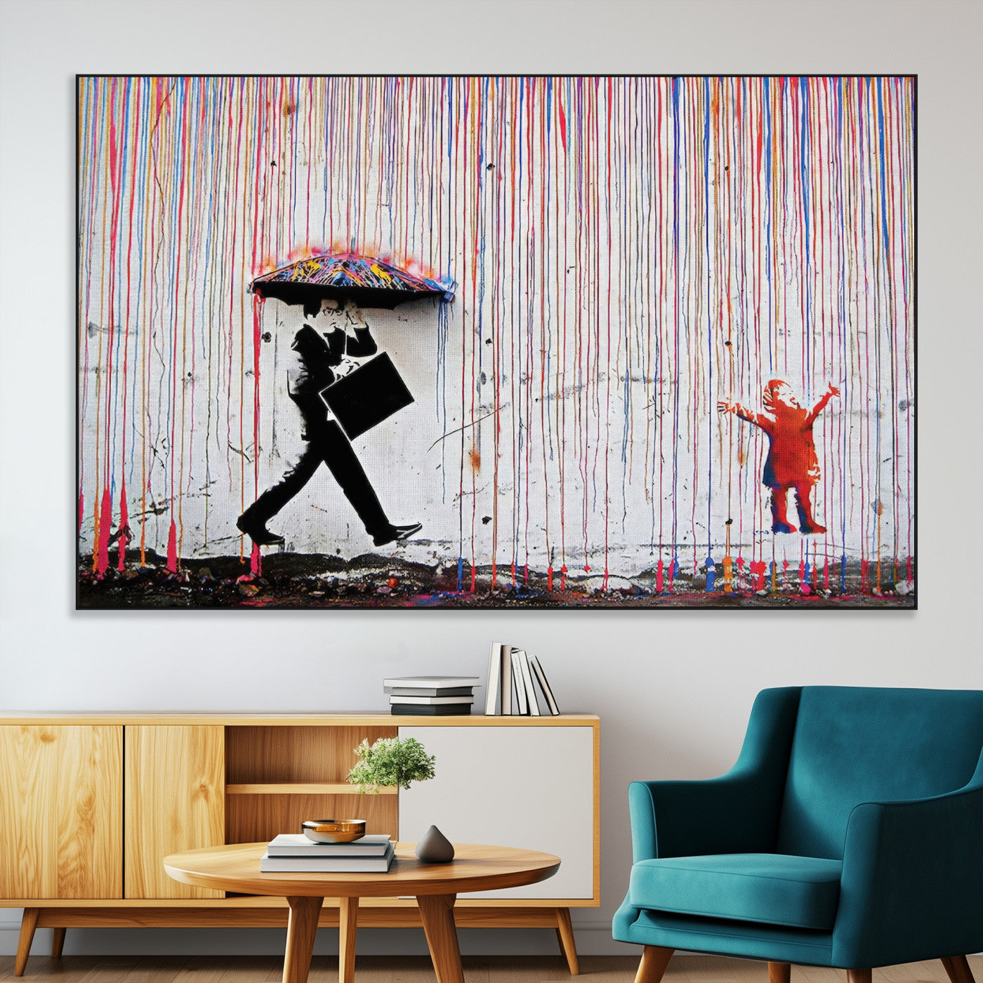 SEG-FC-51X34_Oversize - Banksy Wall Art Canvas Print, Framed Graffiti Art Picture Print, Banksy Urban Graffiti Perfect Modern Decor Artwork