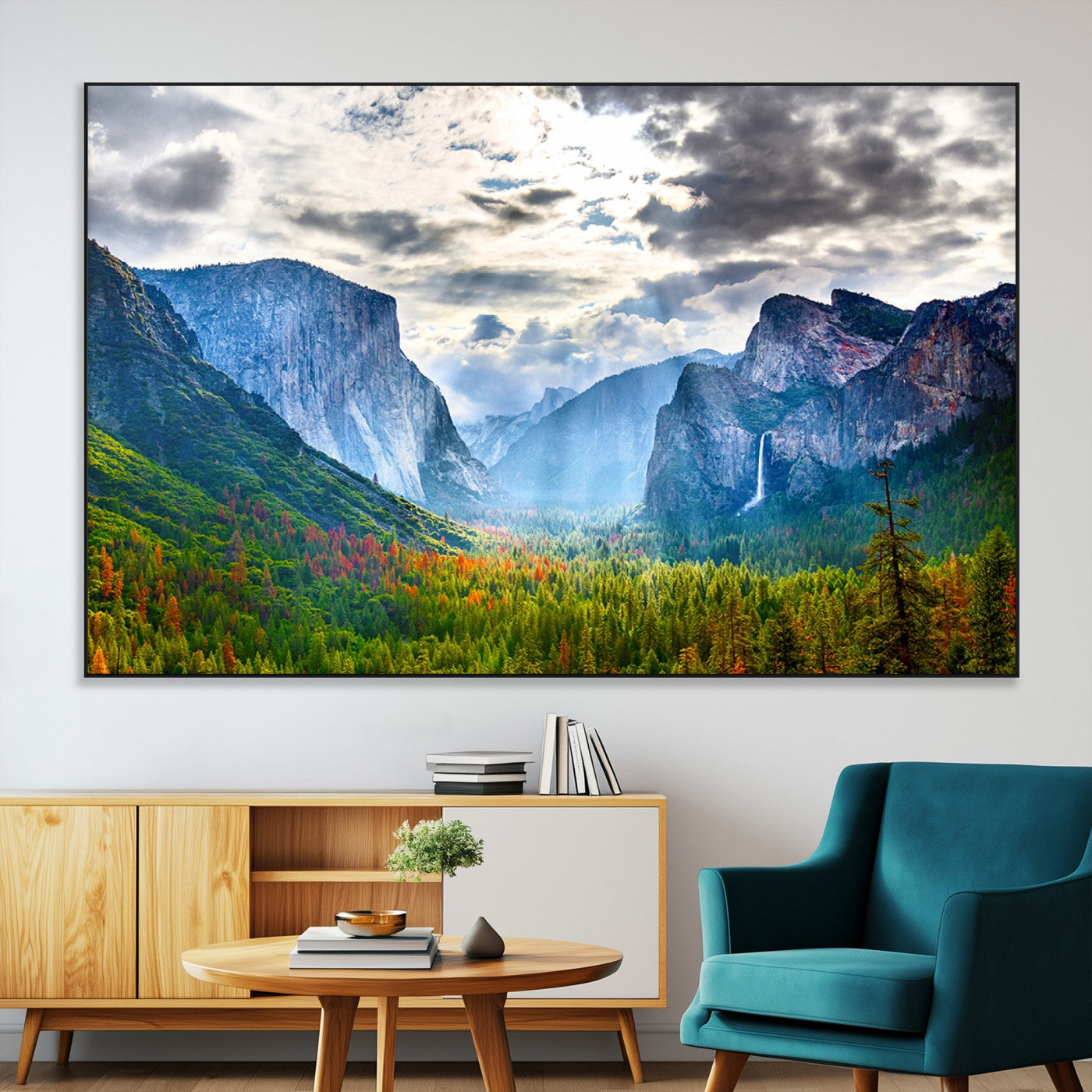 SEG-FC-51X34_Oversize - Yosemite Park Half Dome 3 Panel Canvas Print | Large Giclée Landscape Wall Art for Living Room,