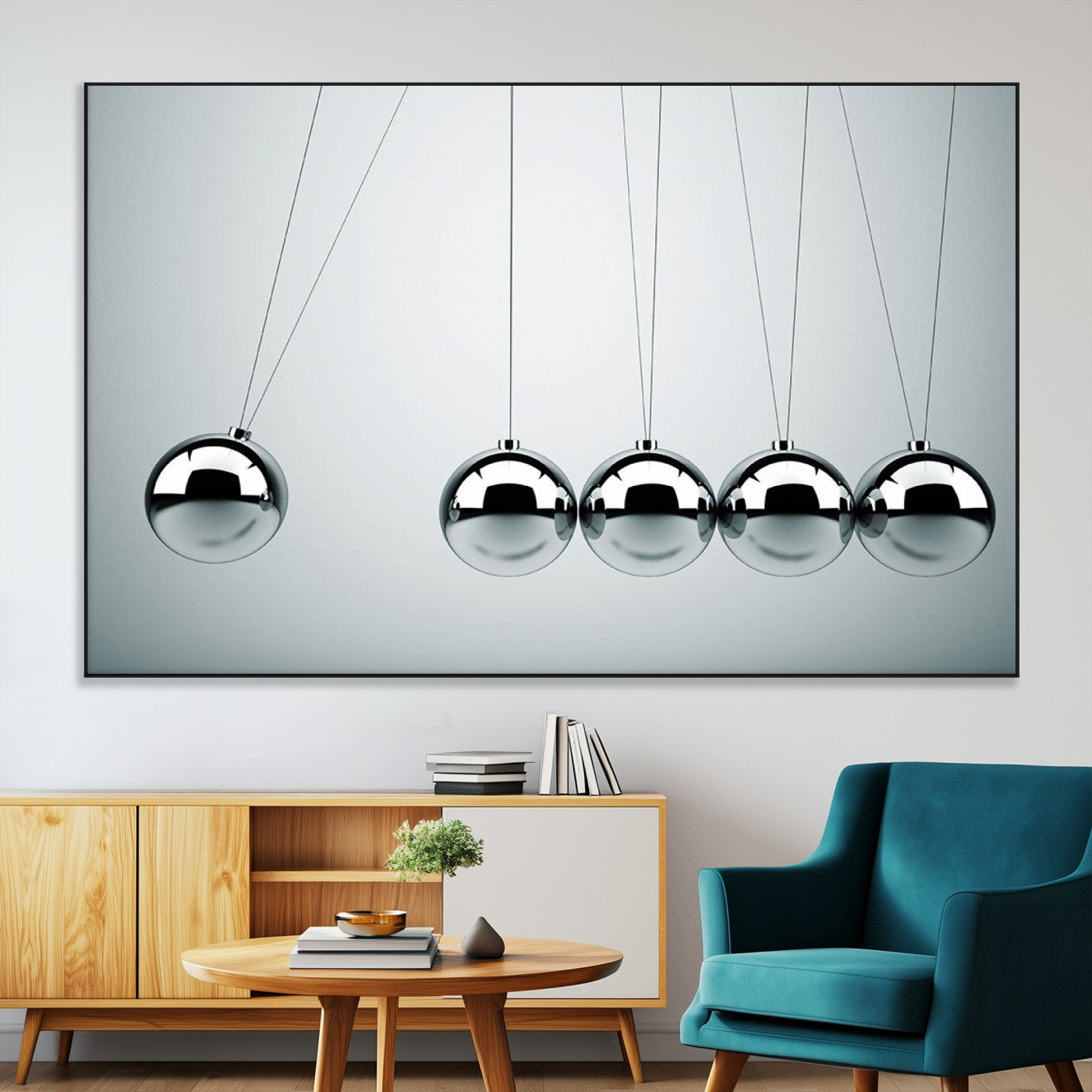 SEG-FC-51X34_Oversize - Newton's Cradle Wall Art Canvas Print, Framed Newton Cradle Wall Art