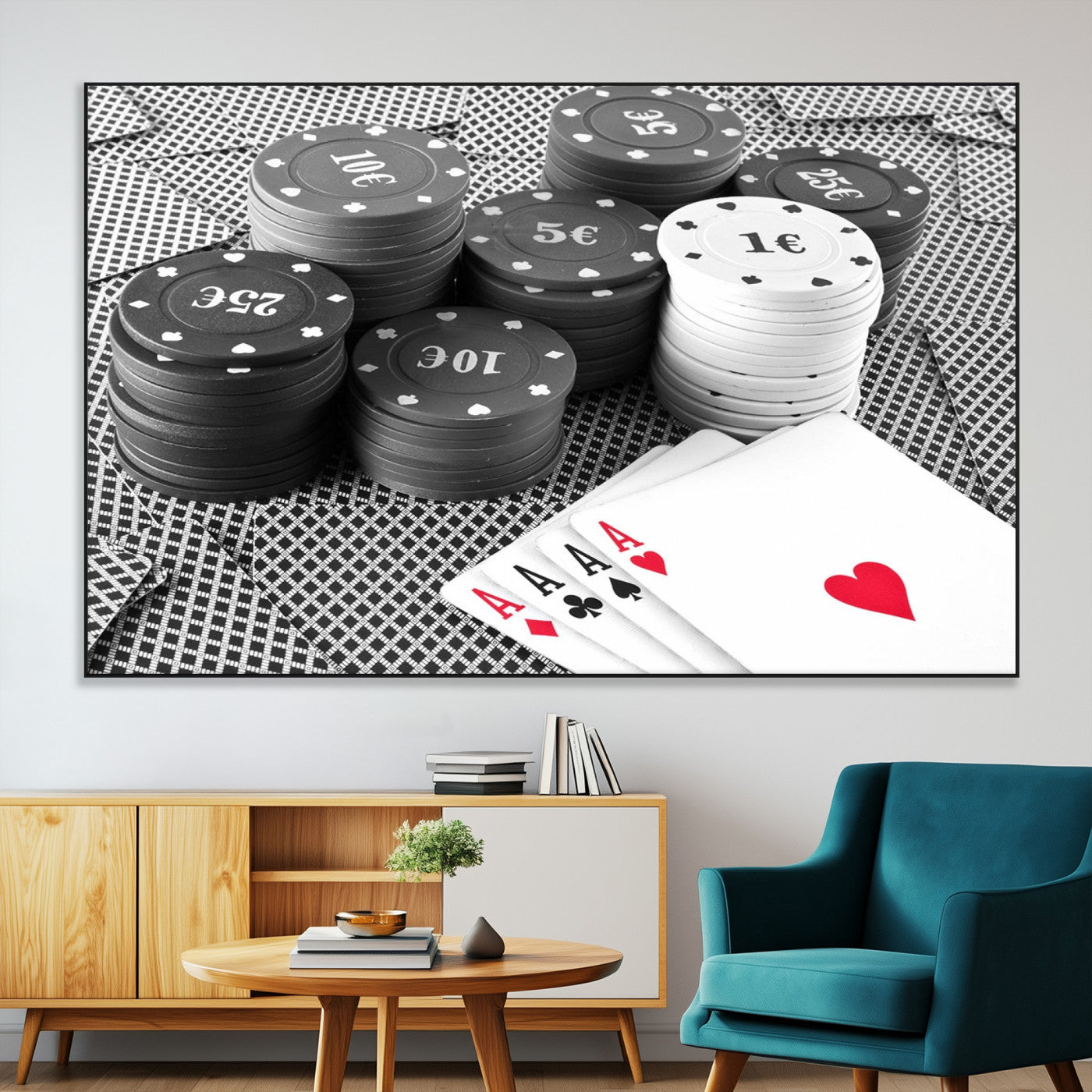 SEG-FC-51X34_Oversize - Poker Game Cards Wall Art Canvas, Multi Panel Wall Art Canvas Print
