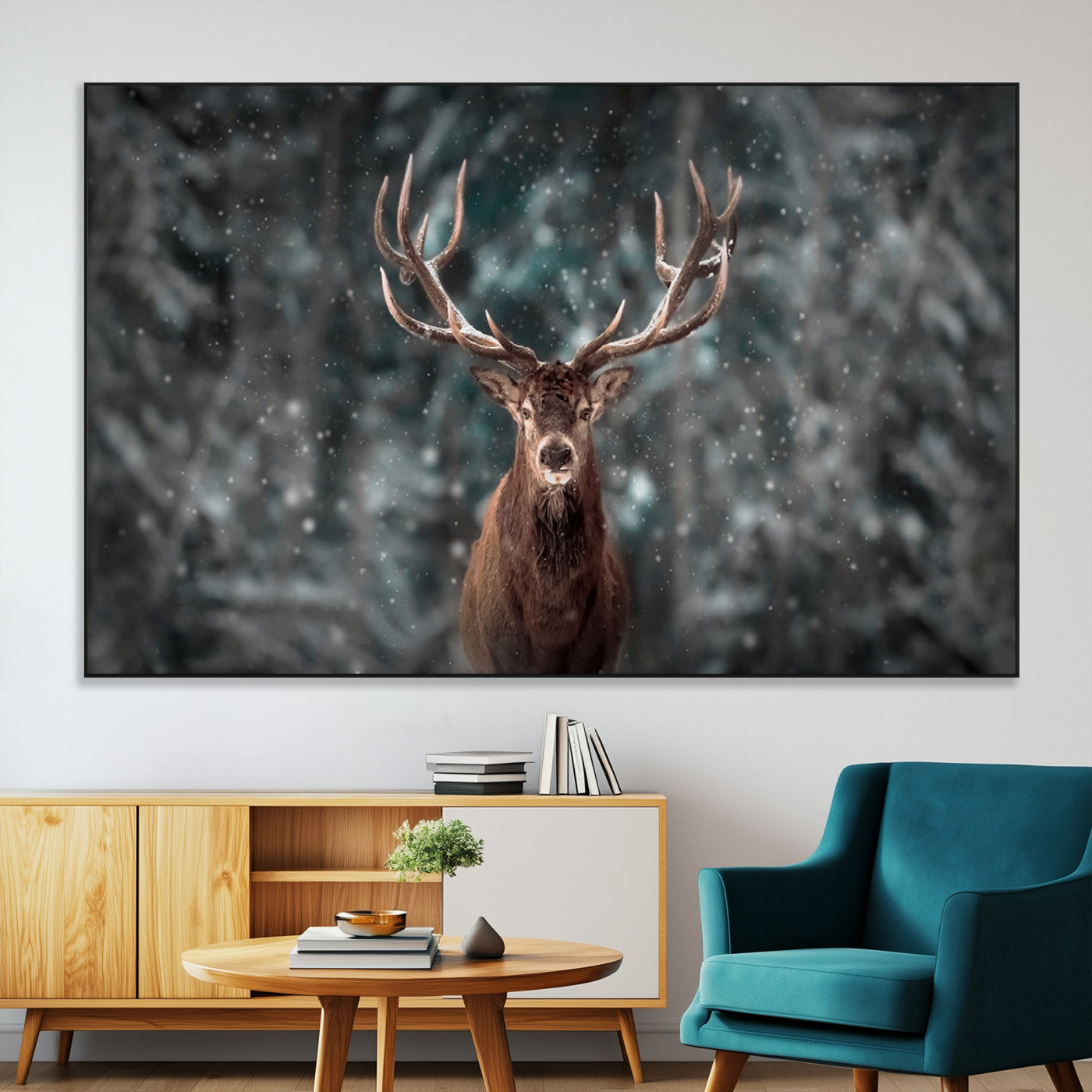 SEG-FC-51X34_Oversize - Wall Art Deer Art Animal Canvas, Framed Wall Art Deer Canvas Print
