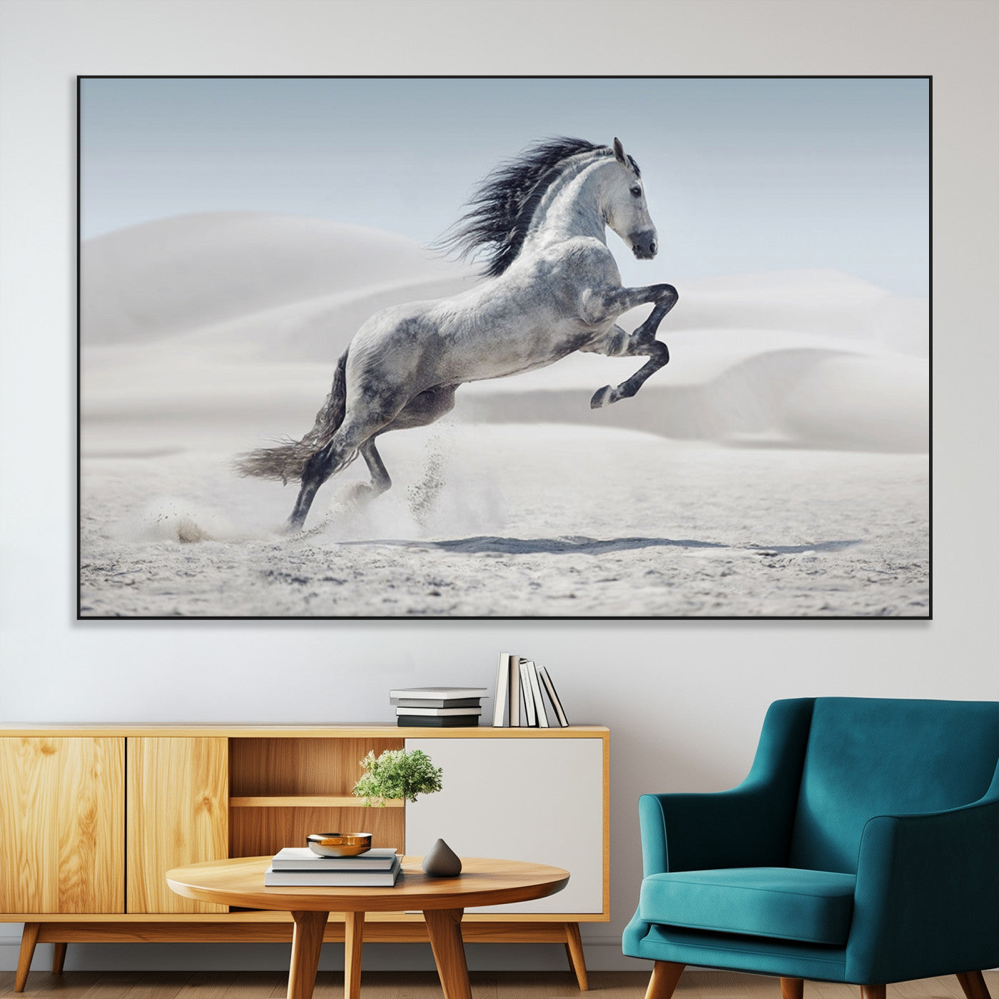 SEG-FC-51X34_Oversize - Prancing Horse on Dessert Large Wall Art Animal Canvas Print