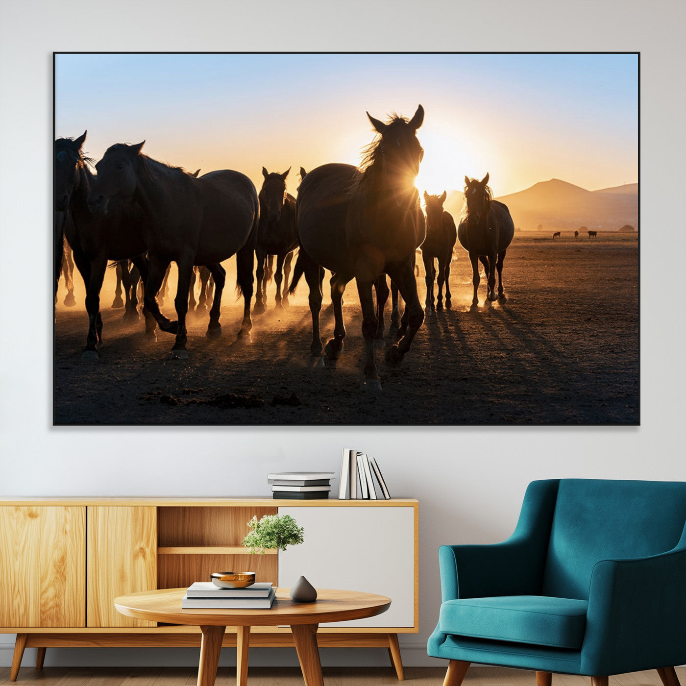 SEG-FC-51X34_Oversize - Horse Herd Wall Art Animal Canvas Print
