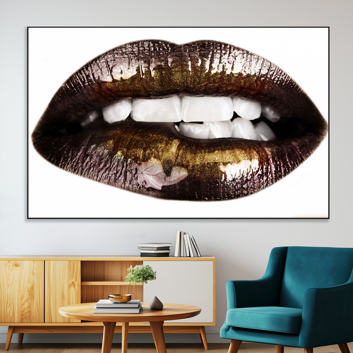 SEG-FC-51X34_Oversize - Close Up Lips Wall Art Canvas Print