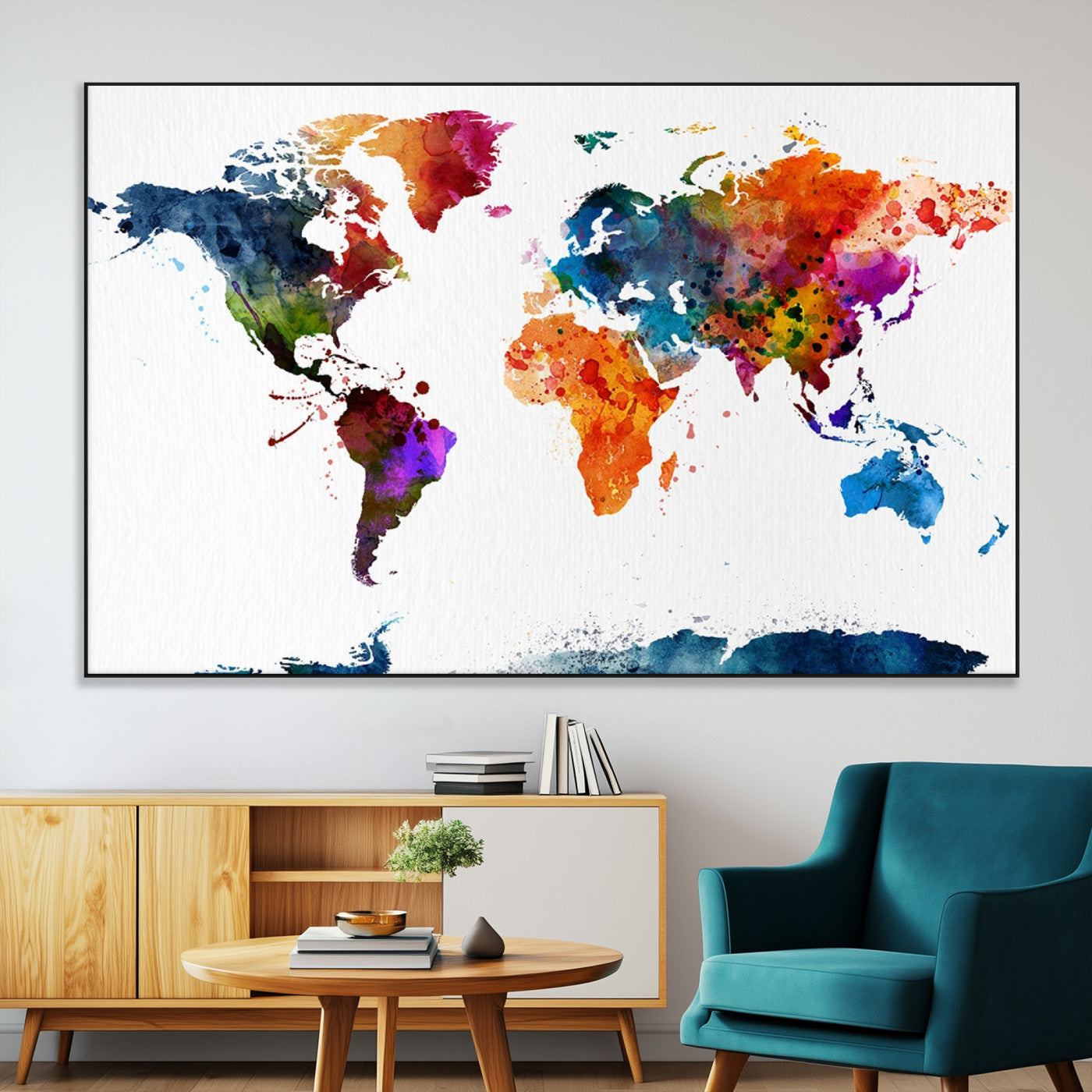 SEG-FC-51X34_Oversize - Push Pin World Map Canvas Print – Framed Wall Art for Couples to Track Their Travels – Anniversary