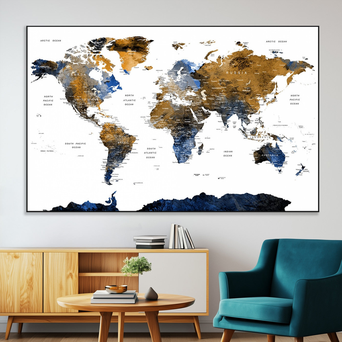 SEG-FC-51X34_Oversize - World Map Wall Art Canvas Print for Home and Office Decor