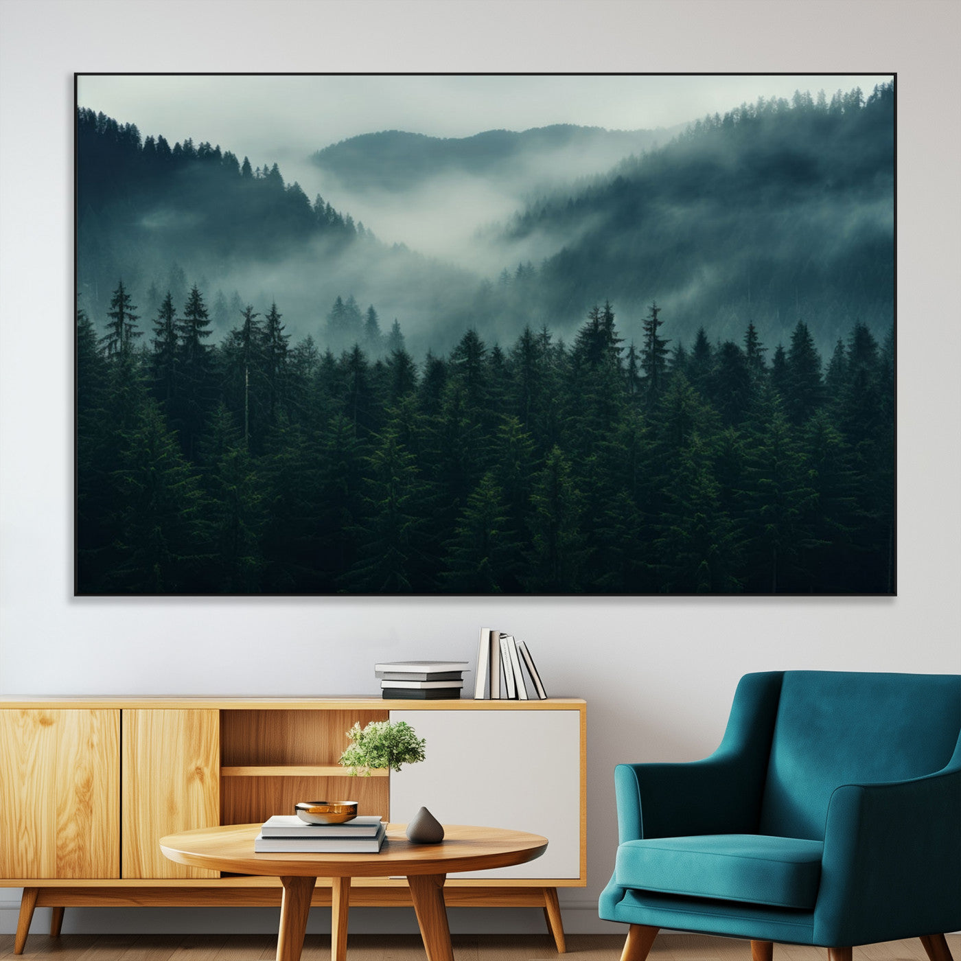 SEG-FC-51X34_Oversize - Captivating Misty Forest Wall Art Premium Canvas Print,  Foggy and Serene Atmosphere Wall Art Canvas
