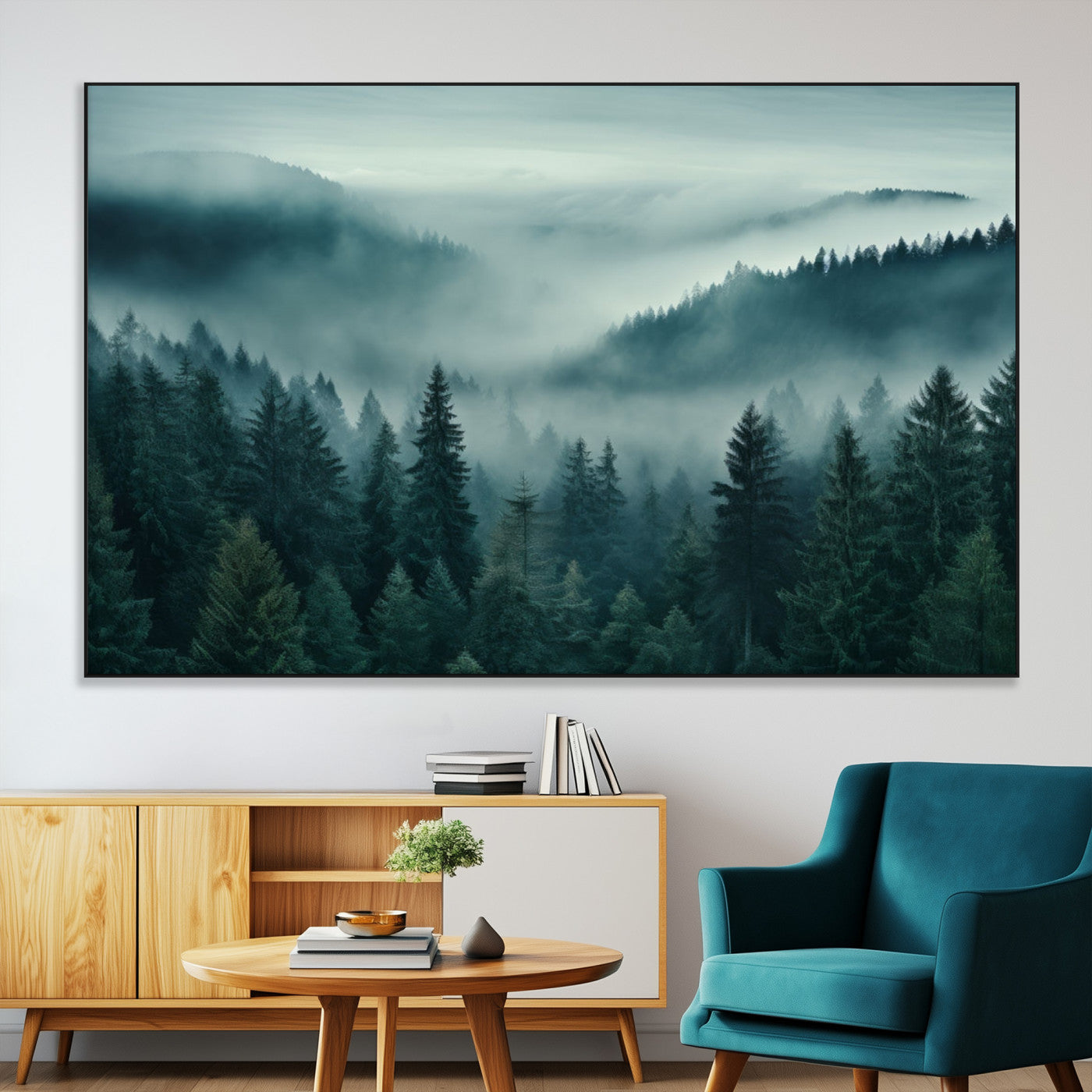 SEG-FC-51X34_Oversize - Captivating Misty Foggy Forest Wall Art Premium Canvas Print