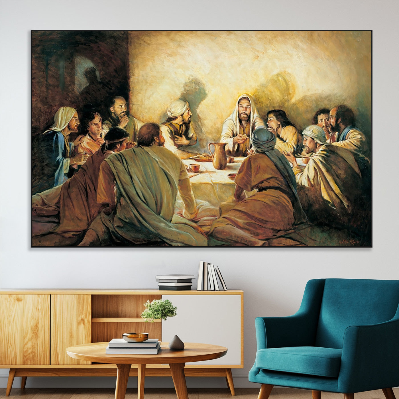 SEG-FC-51X34_Oversize - Last Supper Wall Art Canvas Print, Framed Jesus Painting Art Picture Print, Moderne Bibel Perfect Traditional/Religious Decor Artwork