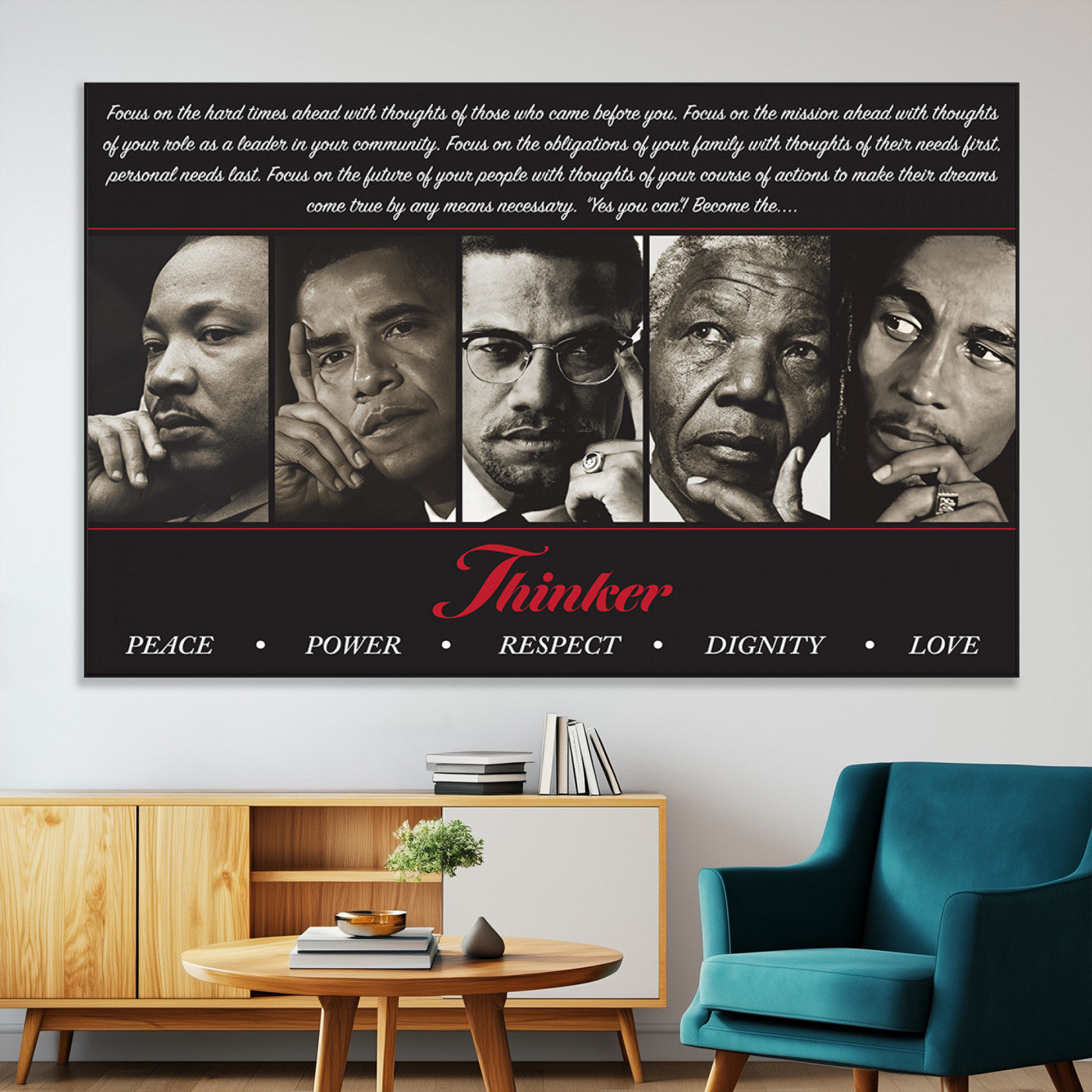 SEG-FC-51X34_Oversize - Thinkers of Wall Art Canvas Print - Inspirational Wall Art Featuring Icons of Peace, Power, and