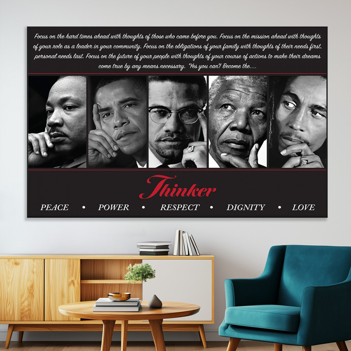 SEG-FC-51X34_Oversize - Thinker Peace Power Respect Dignity Wall Art | Thinkers of Changel Wall Art Featuring Icons of