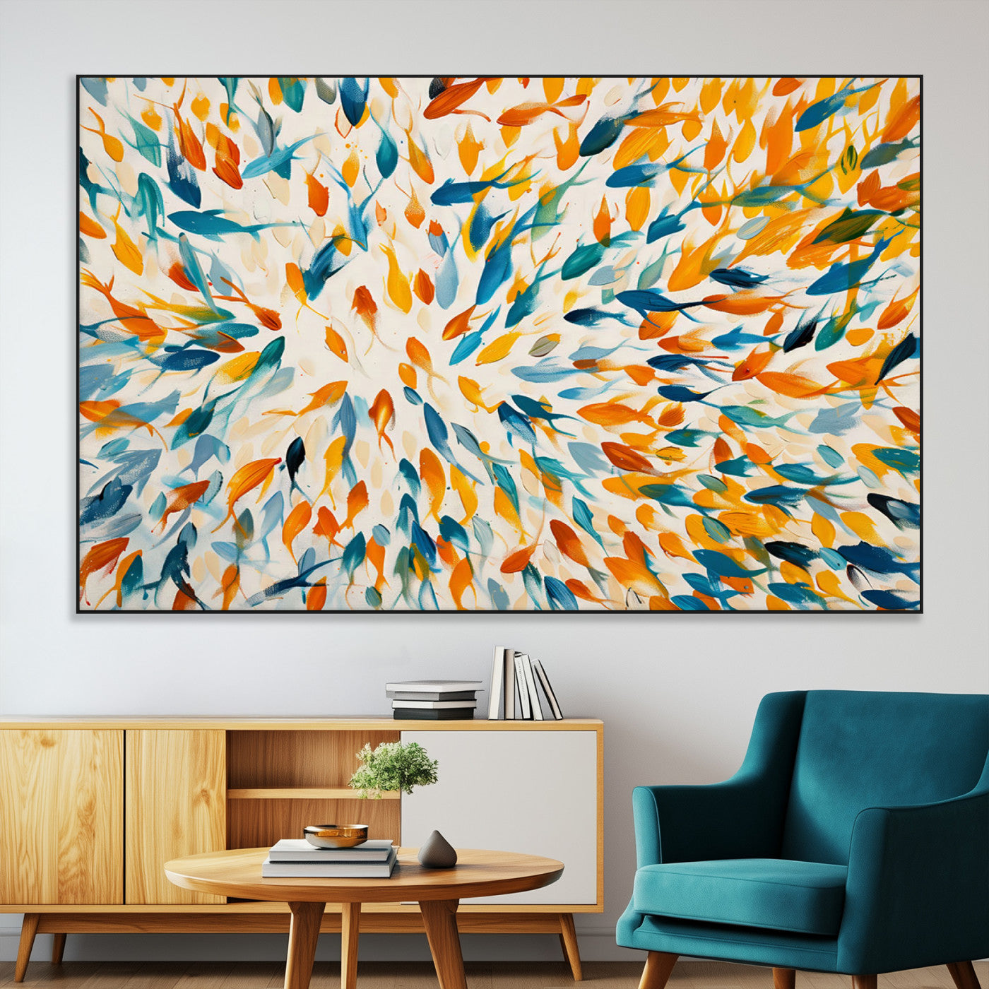-Colorful Fish Wall Art Print – Abstract Ocean-Inspired Wall Art for Modern Spaces | Framed Canvas,