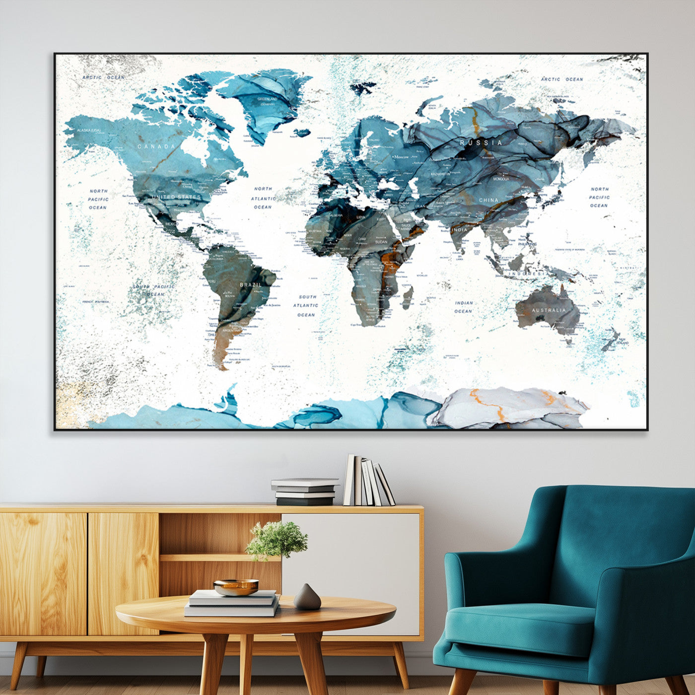 SEG-FC-51X34_Oversize - Push Pin World Map Canvas Print – Framed Wall Art for Couples to Track Their Travels – Anniversary