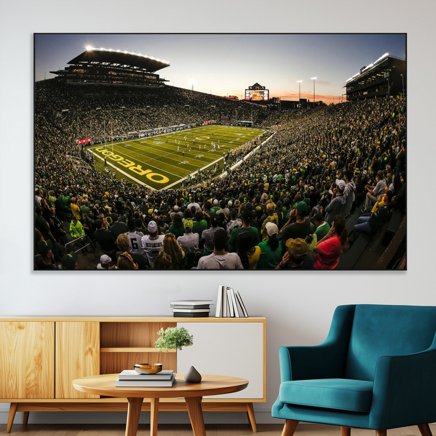 SEG-FC-51X34_Oversize - Oregon Stadium Canvas Wall Art - Captivating Game Day Scene at Autzen Stadium, Oregon Ducks Football