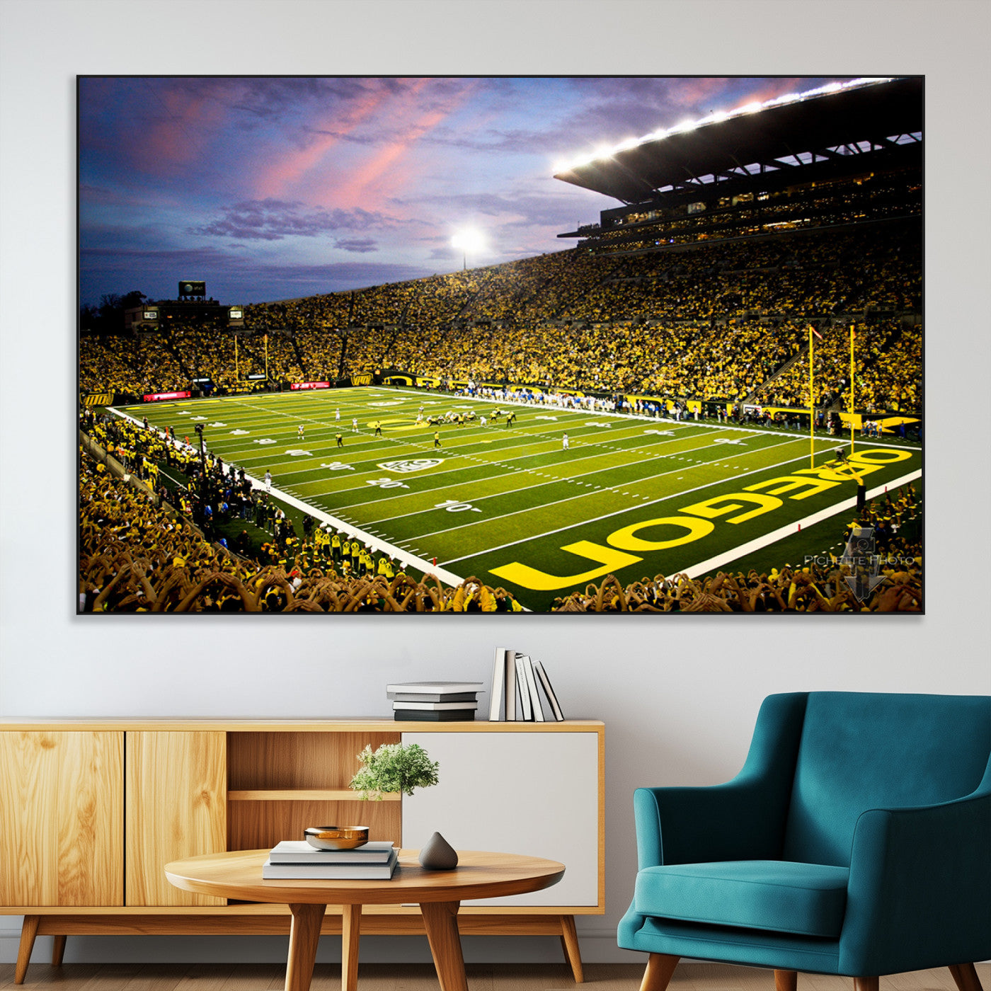 SEG-FC-51X34_Oversize - University of Oregon Ducks Football Team Print - Eugene Autzen Stadium Wall Art Canvas Print