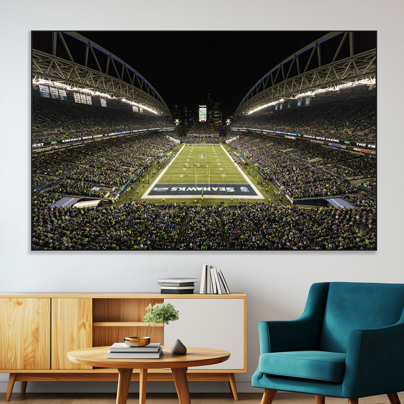 SEG-FC-51X34_Oversize - Seattle Seahawks Football Team Print Wall Art - Seattle Century Link Field Stadium Wall Art Canvas