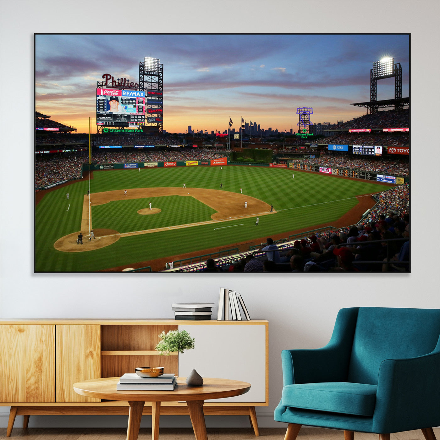SEG-FC-51X34_Oversize - Citizens Bank Park Philadelphia Phillies Wall Art Canvas | 3-Panel Canvas Print of Phillies Stadium