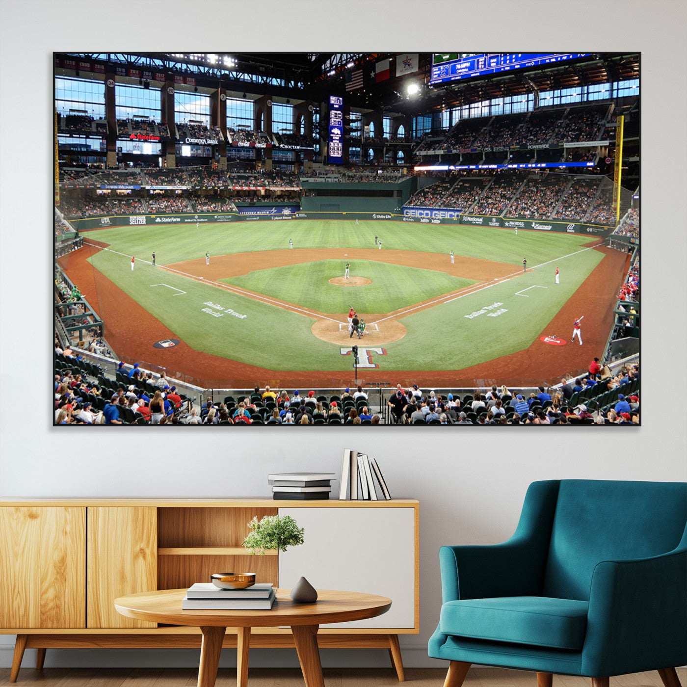 SEG-FC-51X34_Oversize - Texas Rangers Baseball Team Print - Arlington Globe Life Field Stadium Canvas Print Wall Art