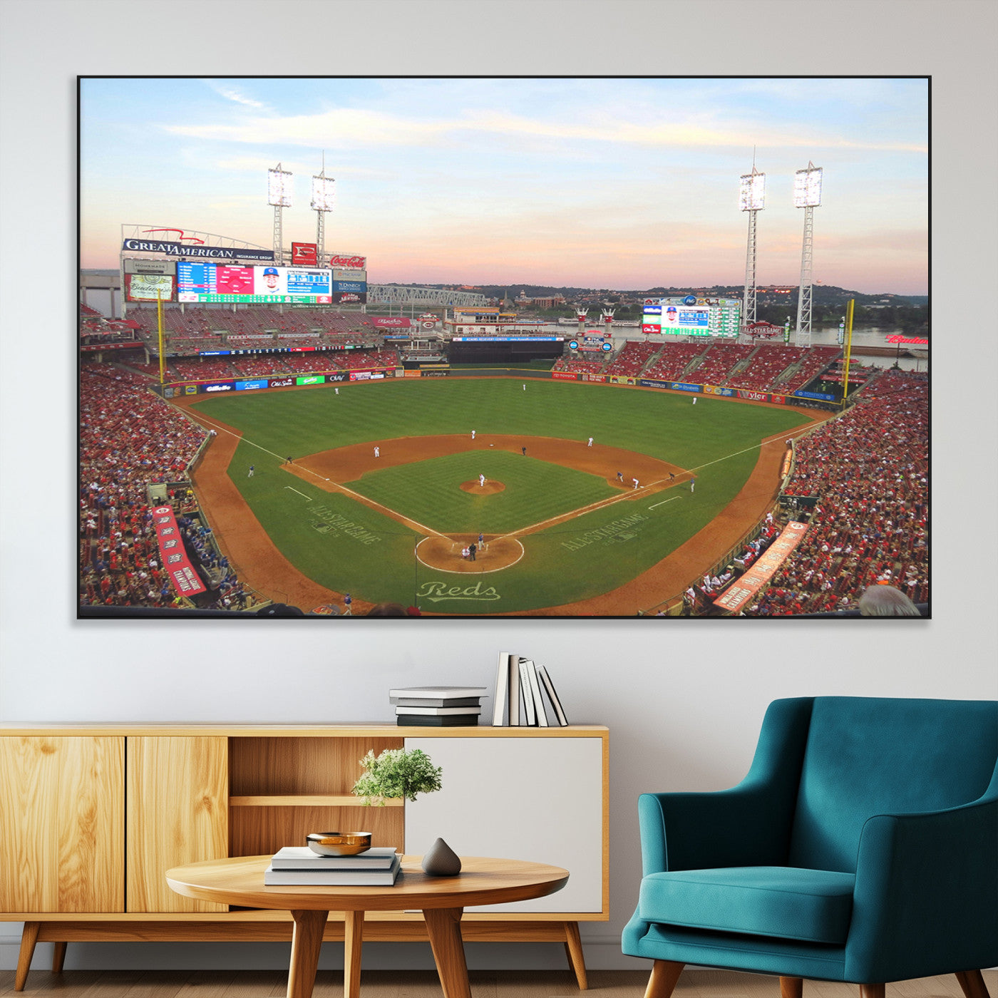 SEG-FC-51X34_Oversize - Cincinnati Reds Baseball Print Canvas- Cincinnati Great American Ball Park Stadium Wall Art Canvas