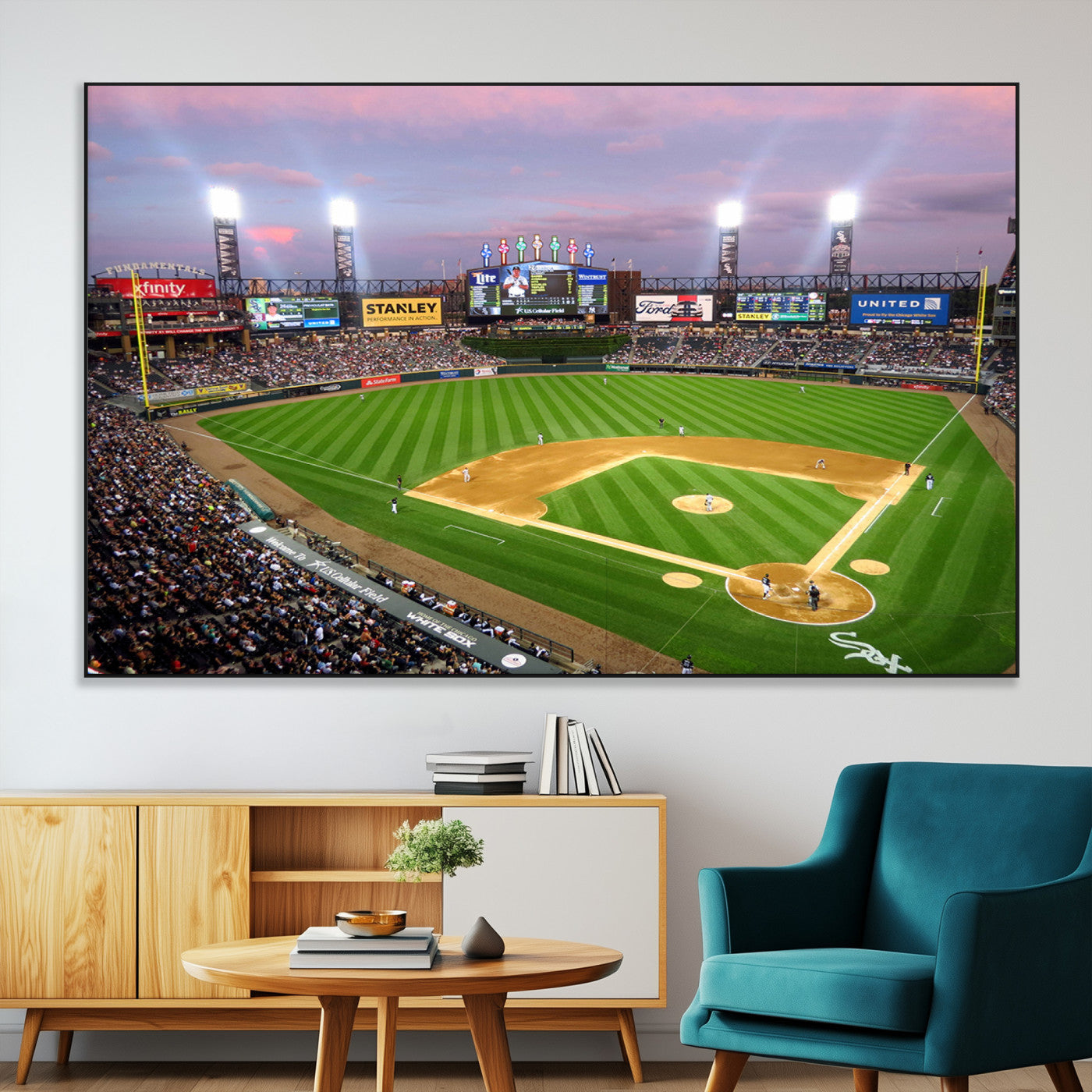 SEG-FC-51X34_Oversize - Chicago White Sox Baseball Team Print Canvas- Guaranteed Rate Field Stadium Wall Art Canvas Print
