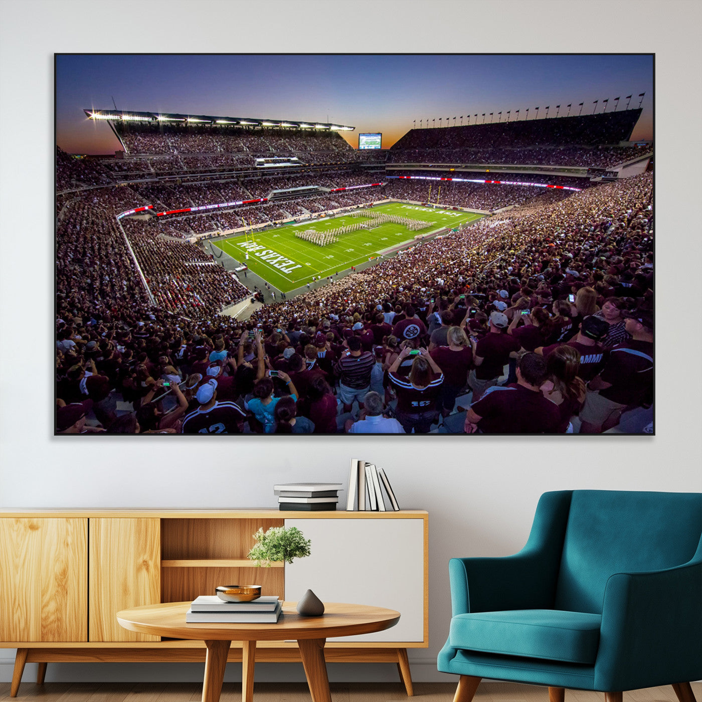 SEG-FC-51X34_Oversize - Texas A&M University Aggies Football Team Print - College Station Kyle Field Stadium Wall Art Canvas