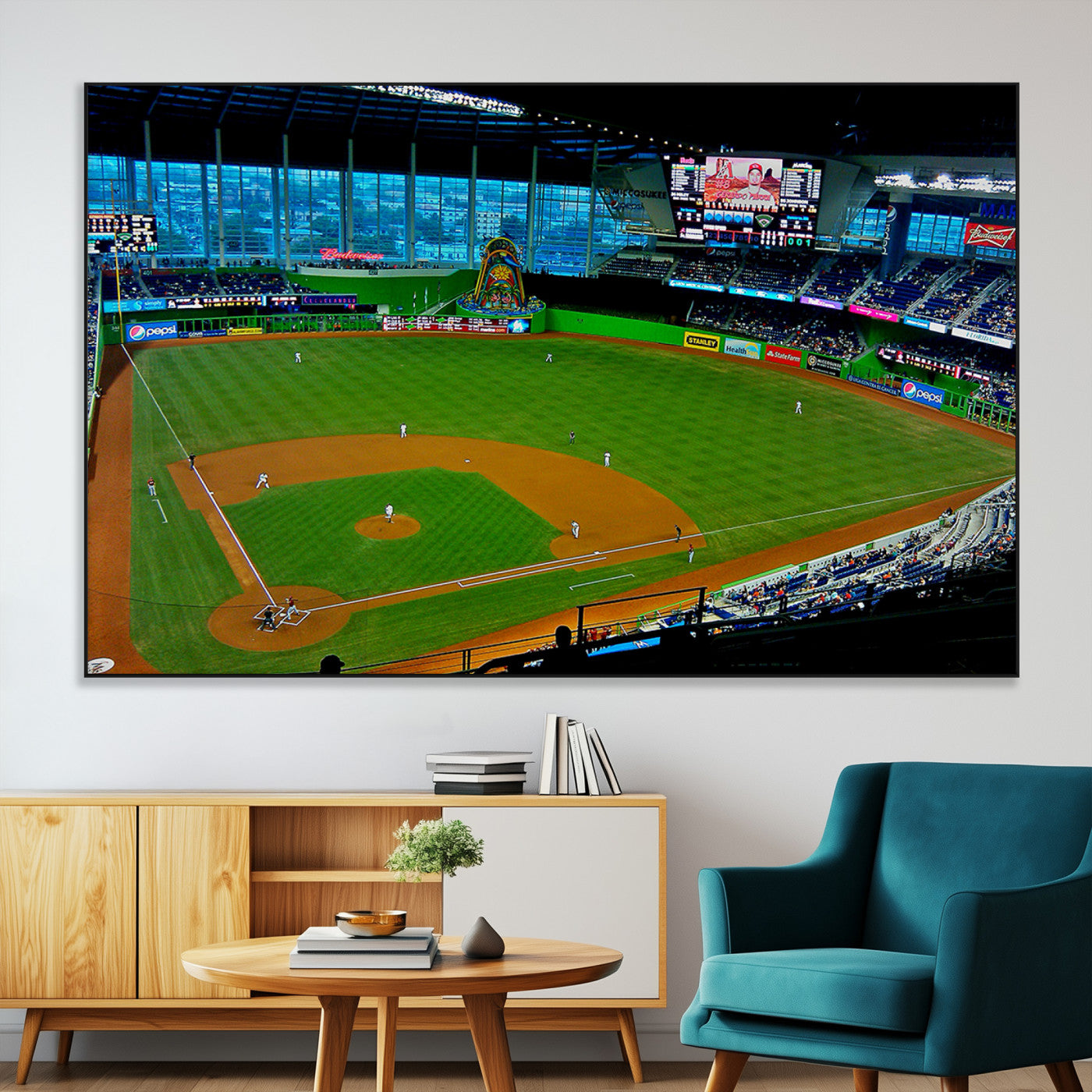 SEG-FC-51X34_Oversize - Miami Marlins Baseball Team Print - Miami LoanDepot Park Stadium Wall Art Canvas Print