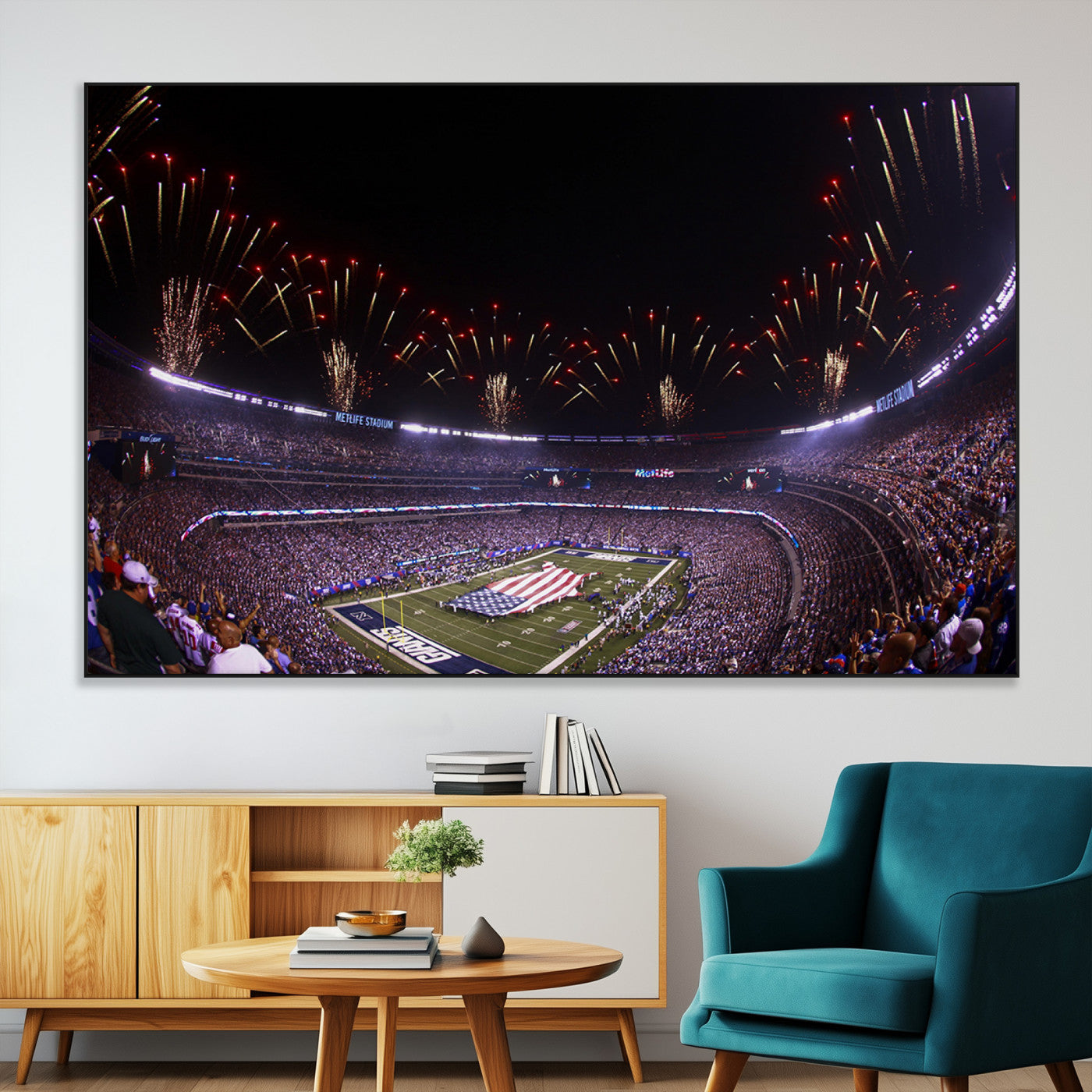SEG-FC-51X34_Oversize - New York Giants Football Team Print - East Rutherford MetLife Stadium Wall Art Canvas Print