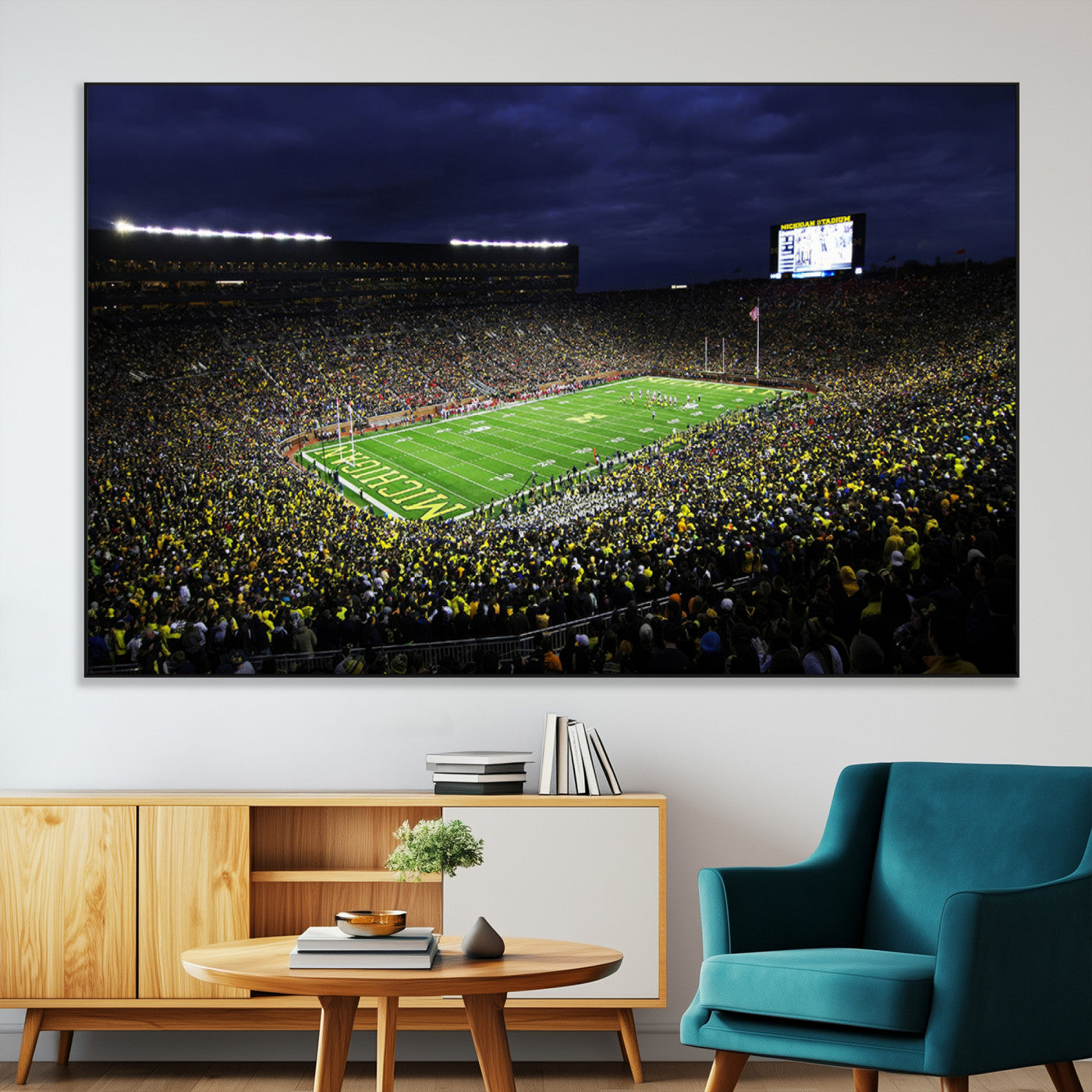 SEG-FC-51X34_Oversize - Michigan Wolverines Football Canvas Wall Decor, Football Team Print - Ann Arbor Michigan Stadium