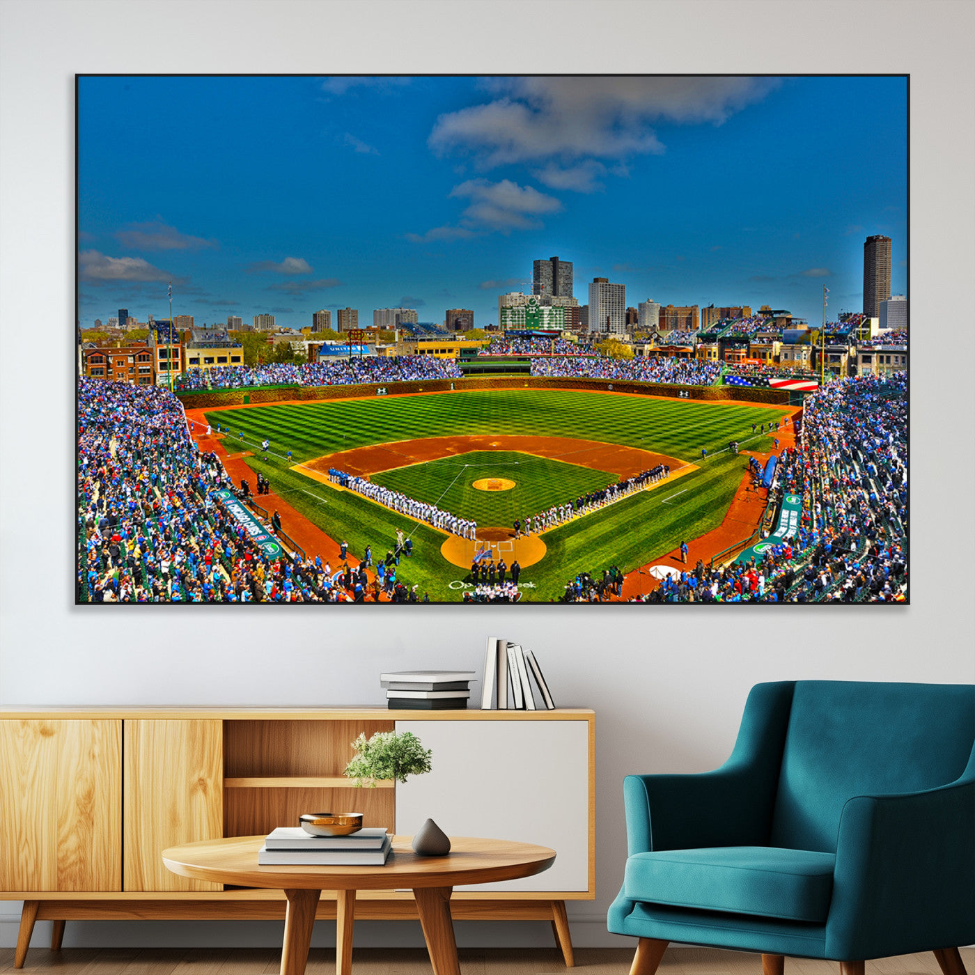 SEG-FC-51X34_Oversize - Wrigley Field Chicago Cubs Canvas Wall Art - Iconic Baseball Stadium Print for Sports Lovers - Ready