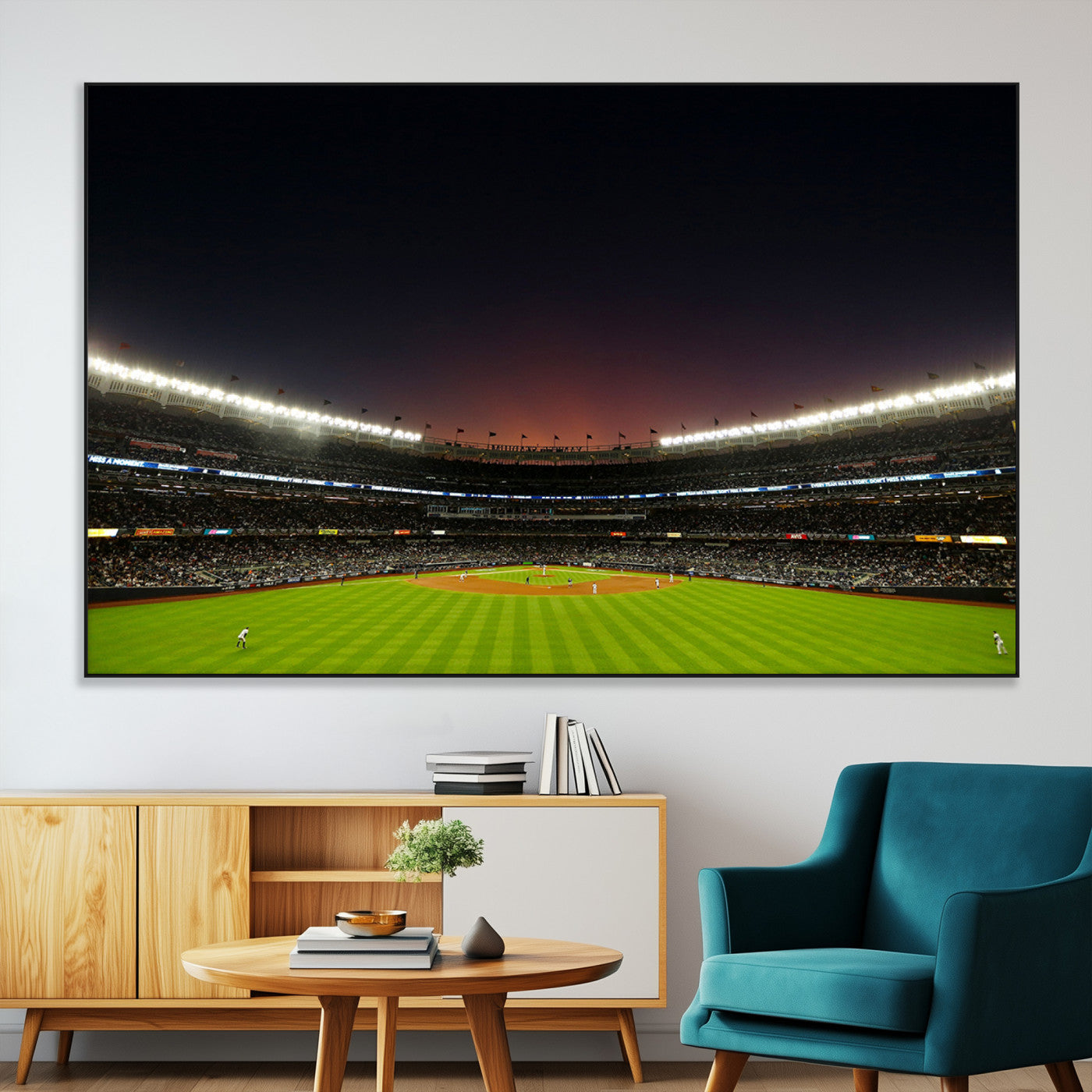 SEG-FC-51X34_Oversize - Yankee Stadium Night Game Triple Canvas, Yankee Stadium Canvas Wall Art - New York Yankees MLB Match