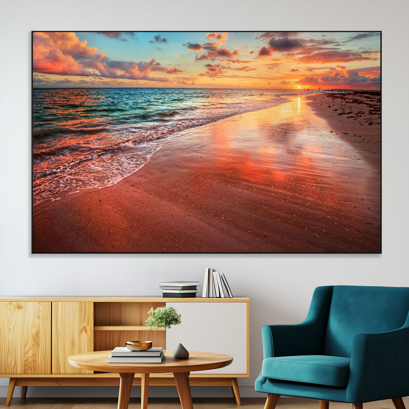 SEG-FC-51X34_Oversize - Sunset Beach Wall Art | Ocean Canvas Print | Coastal Wall Art | Tranquil Sunset Canvas Print